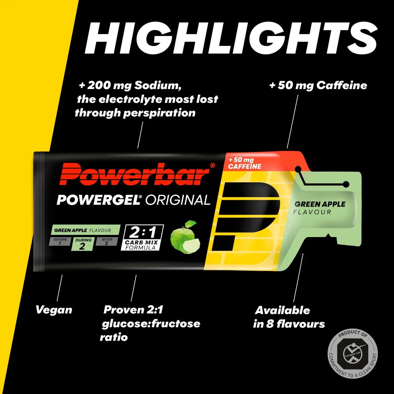 Gel energizant PowerBar PowerGel Original 41g - măr verde + cofeină 3/3