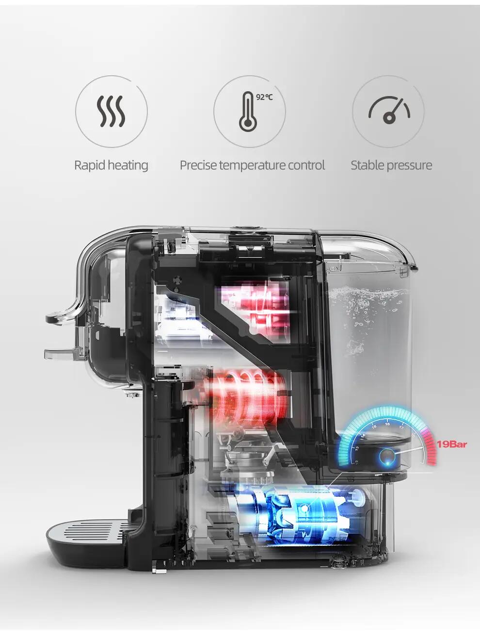 HiBREW H2B kapslový kávovar, extrakcia 19 bar, nádrž 0,6 l 8/14