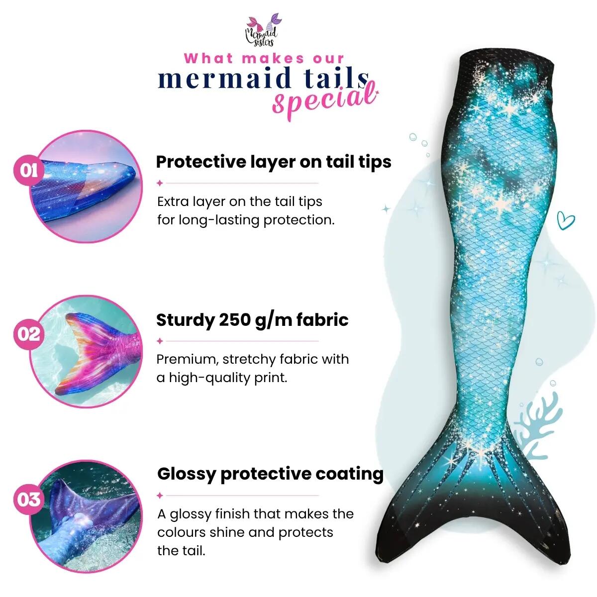 Zeemeerminstaart Sparkle Splash Monovin Zwemkleding Maat 122-134 3/7