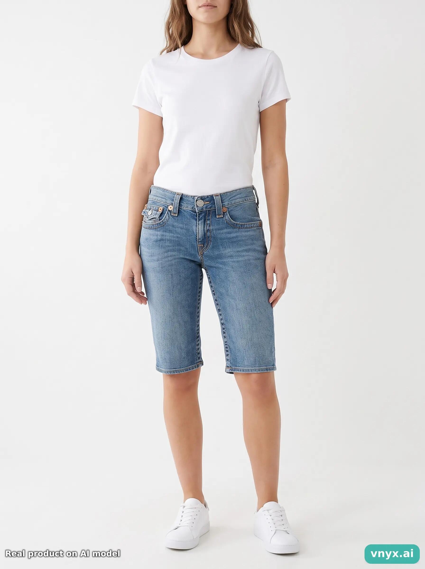 Second Life - Vintage True Religion Light Blue Shorts Jeans Women 6/6