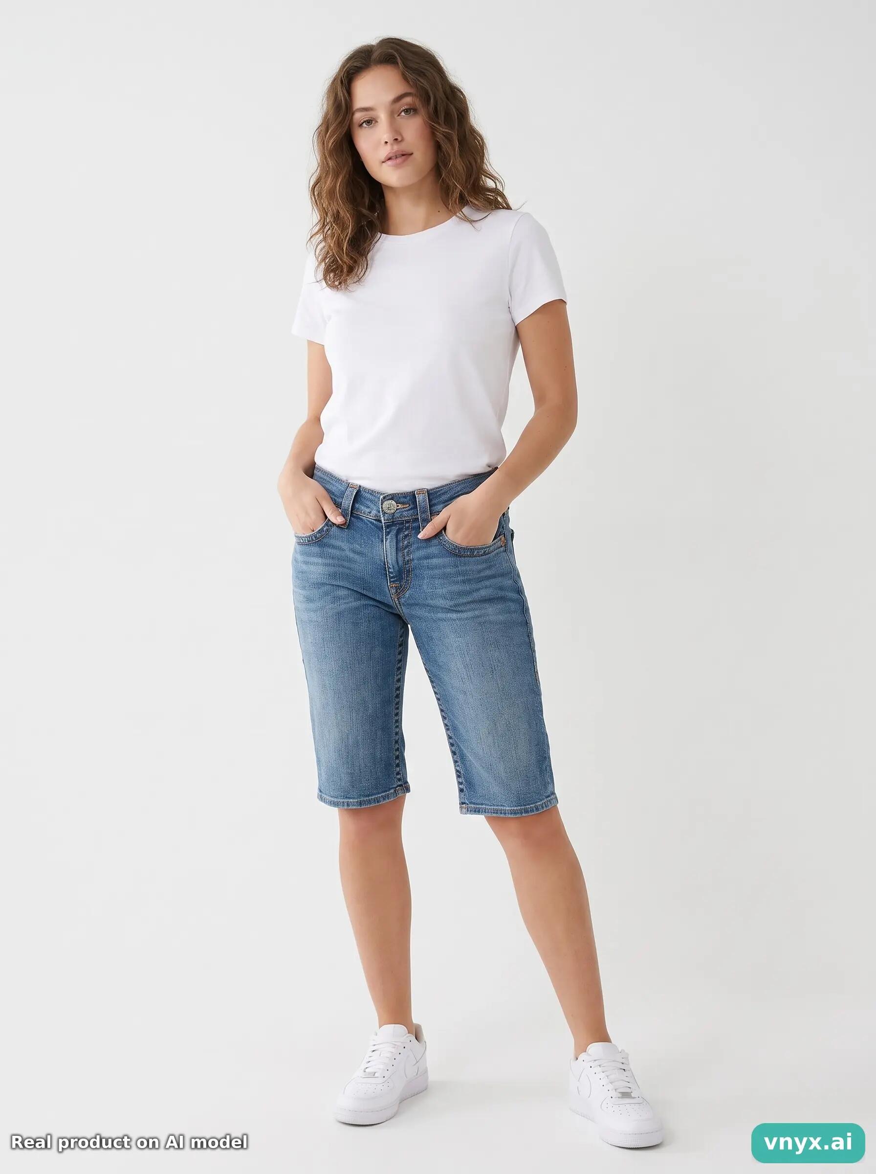 Second Life - Vintage True Religion Light Blue Shorts Jeans Women 3/6