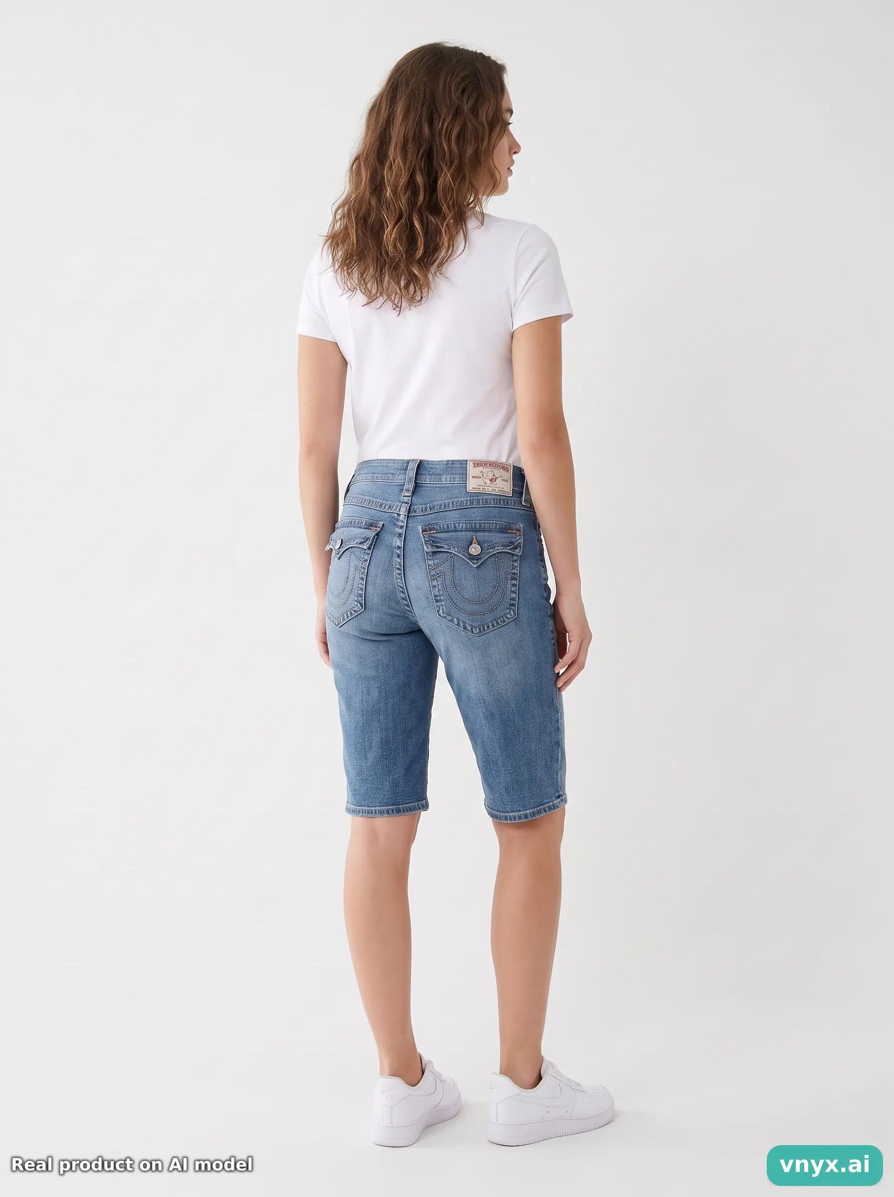 Second Life - Vintage True Religion Light Blue Shorts Jeans Women 2/6