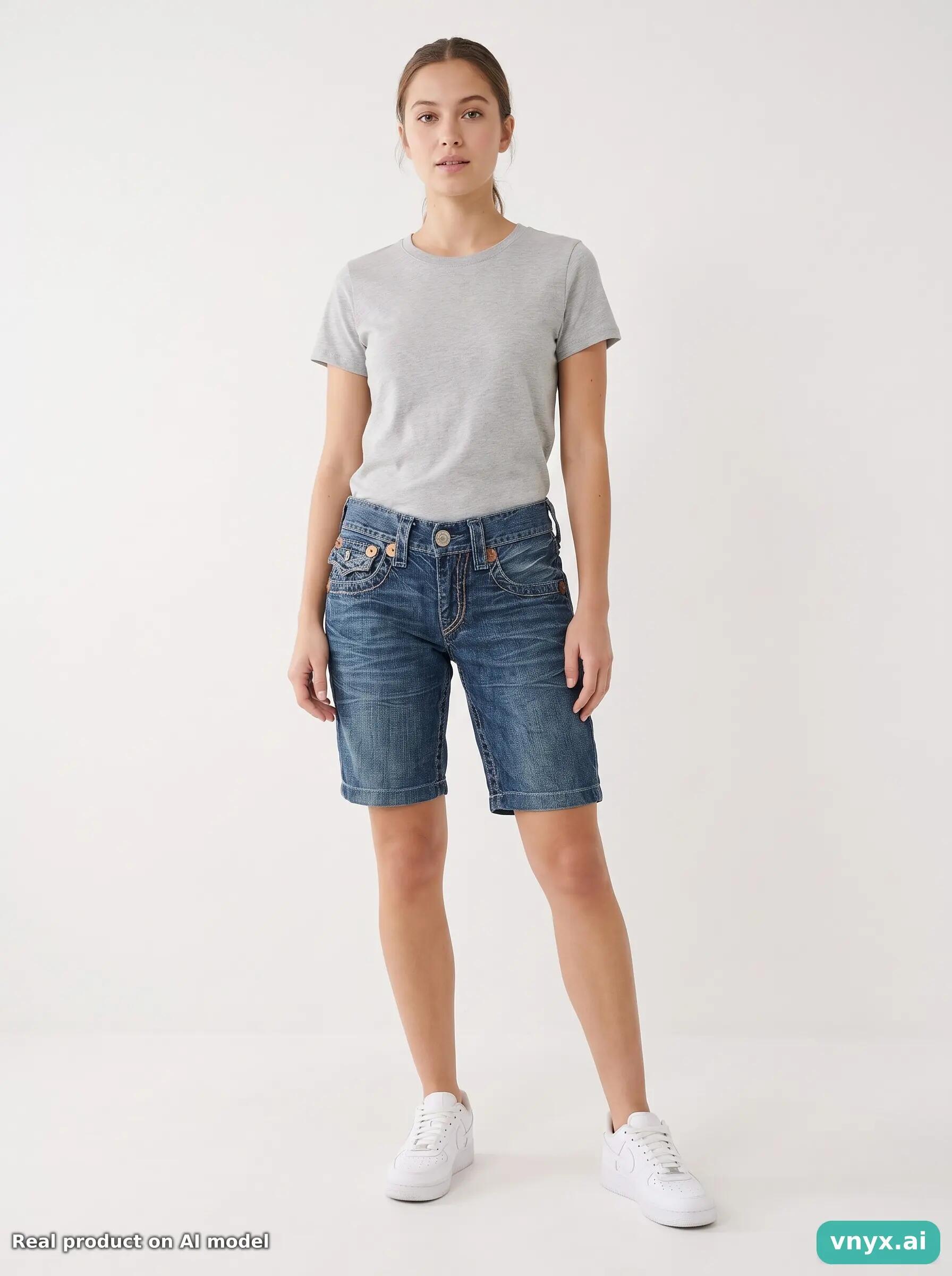 Second Life - Vintage True Religion Mid-Blue Shorts Trousers Women 28 6/6