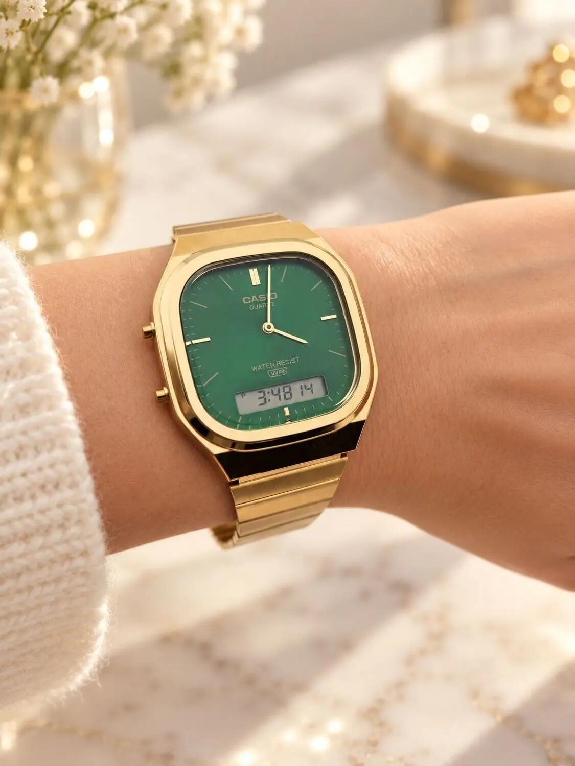 Casio Analogique - Digital Montre Doré/Vert AQ-240EG-3AEF 2/3