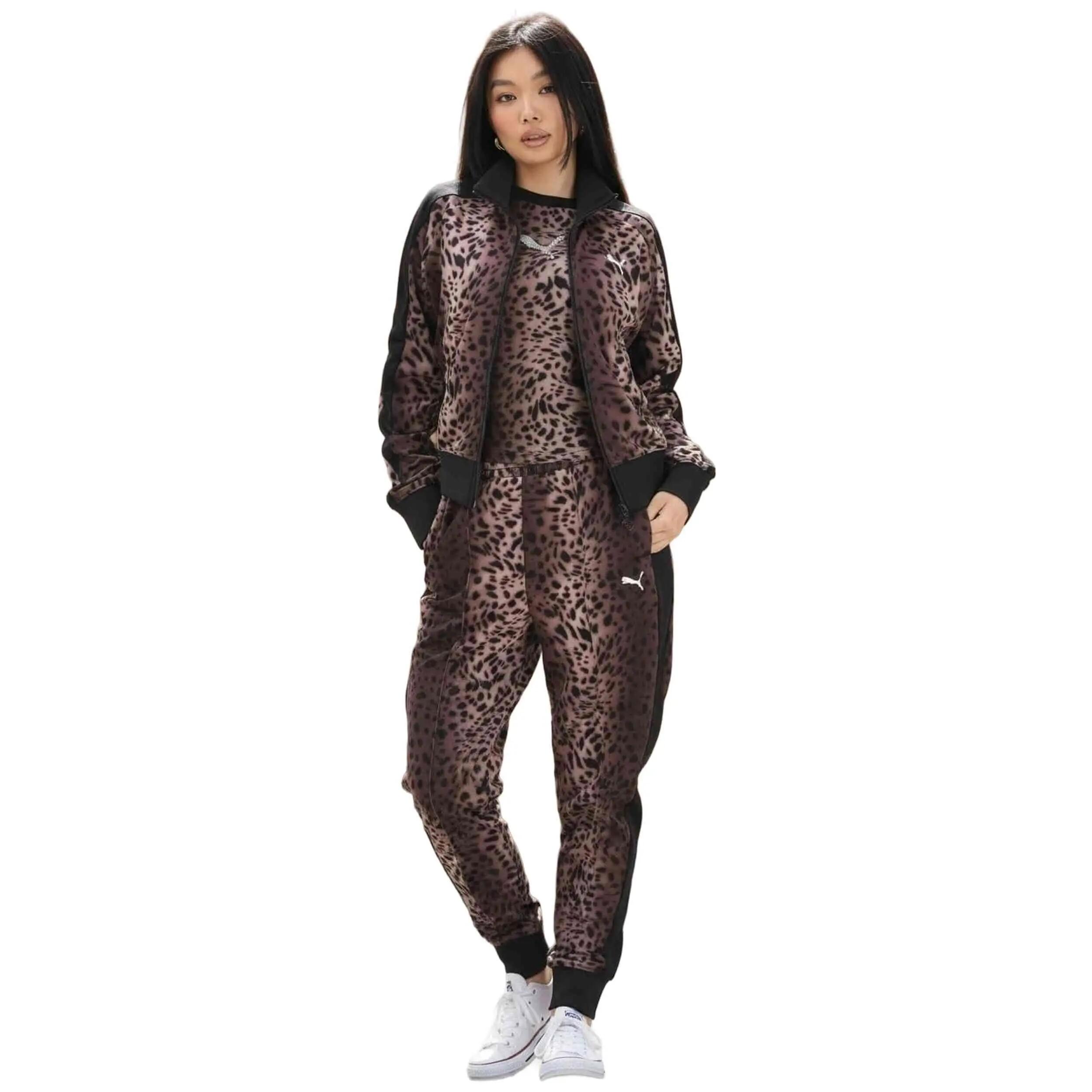 Casaco de fato de treino Puma modelo T7 Leo Luxe "Brown Leopard" para mulheres 5/5