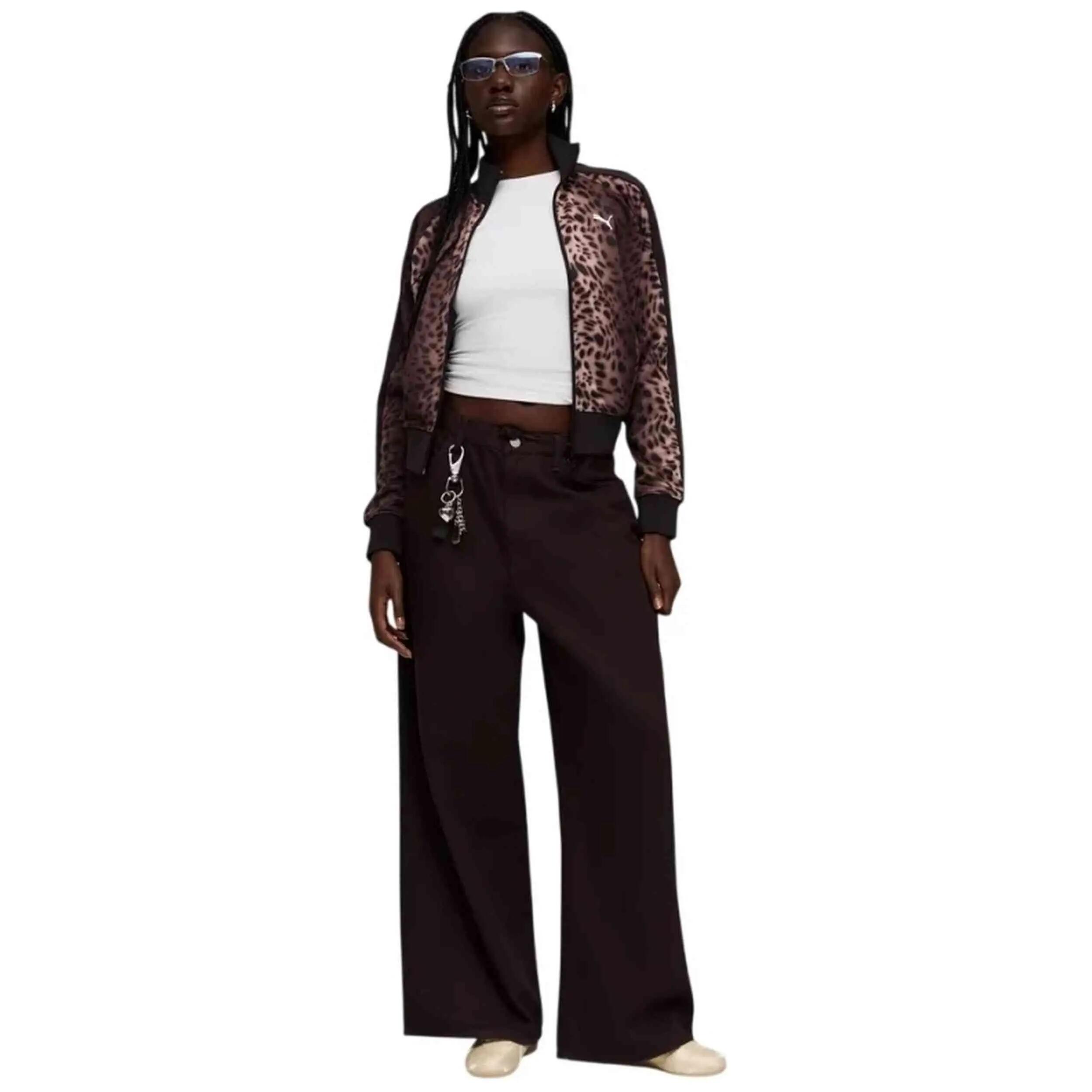 Casaco de fato de treino Puma modelo T7 Leo Luxe "Brown Leopard" para mulheres 4/5