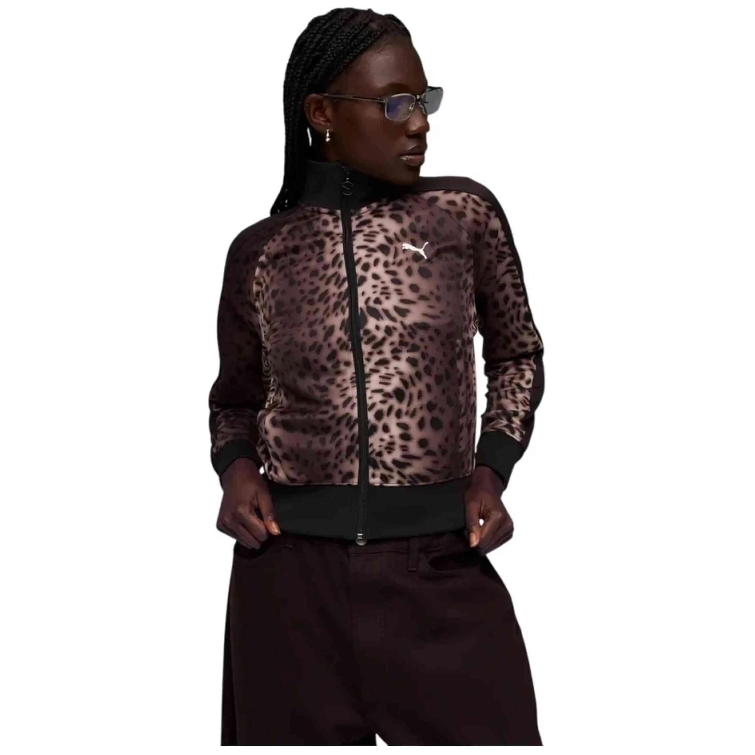 Casaco de fato de treino Puma modelo T7 Leo Luxe "Brown Leopard" para mulheres 2/5