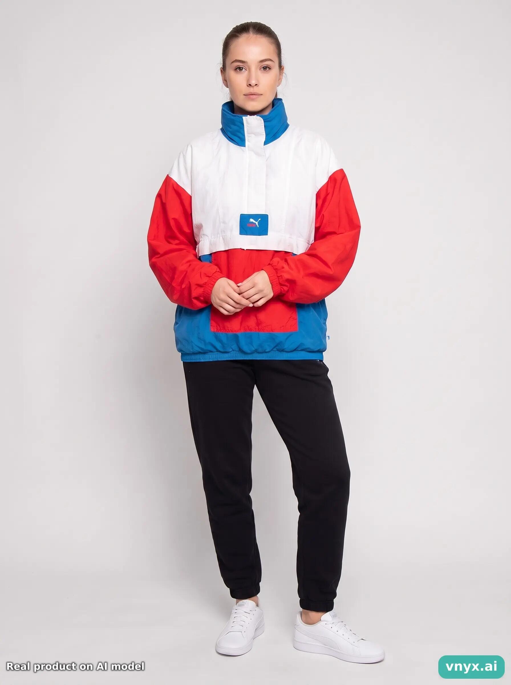 Second Life - Vintage Puma Red-White-Blue Windbreaker Women XL 6/6