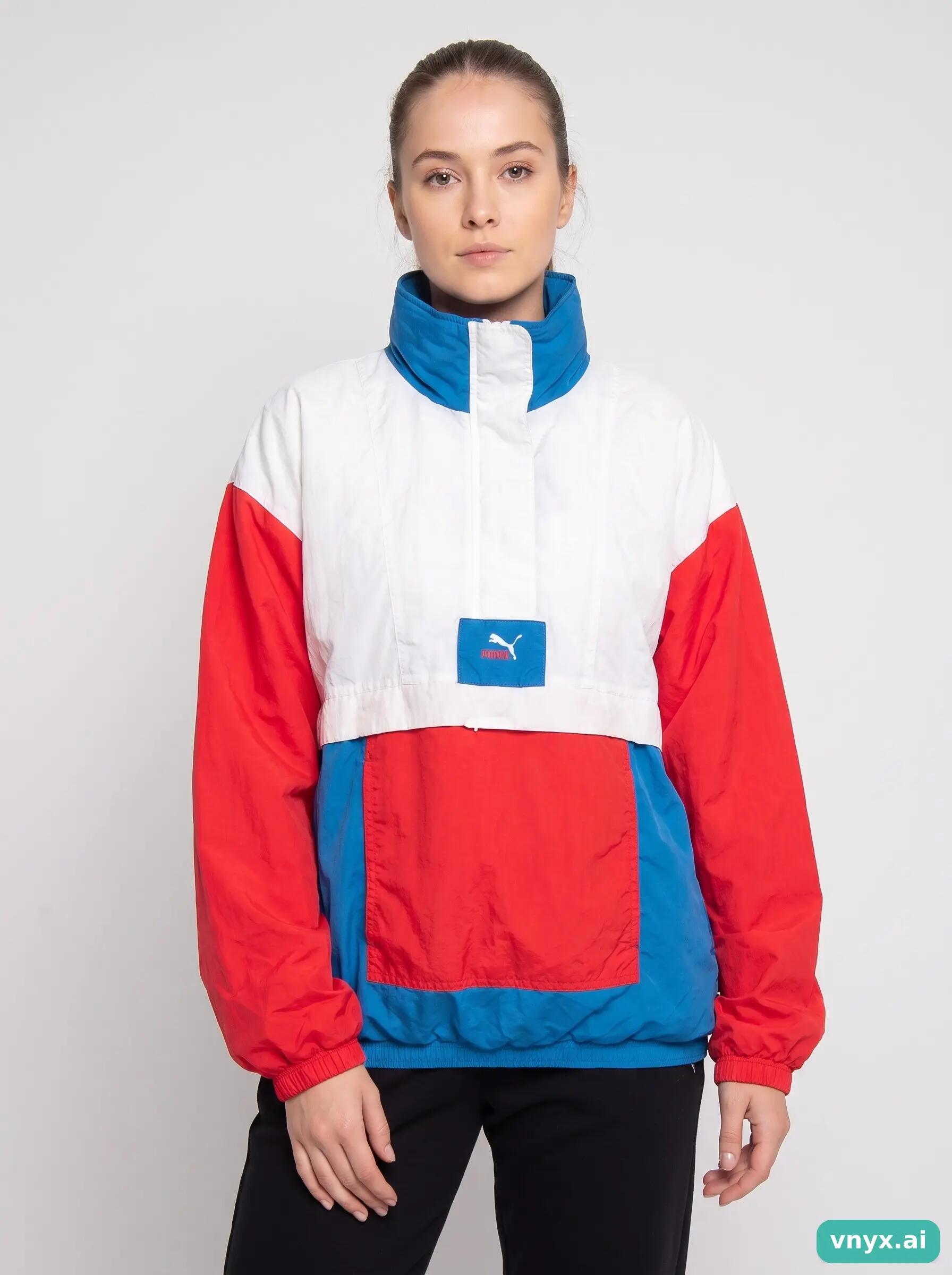 Second Life - Vintage Puma Red-White-Blue Windbreaker Women XL 5/6