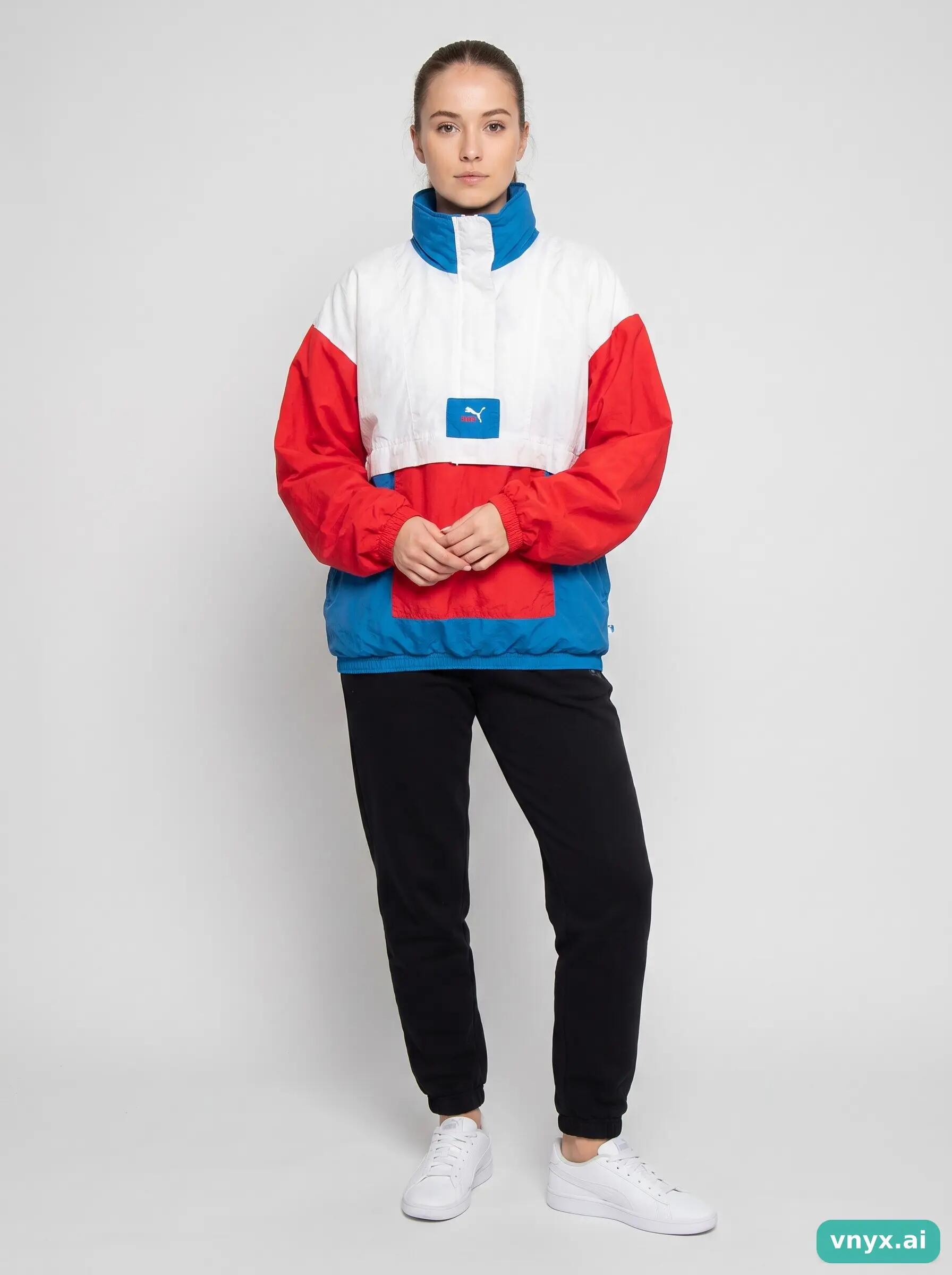 Second Life - Vintage Puma Red-White-Blue Windbreaker Women XL 3/6