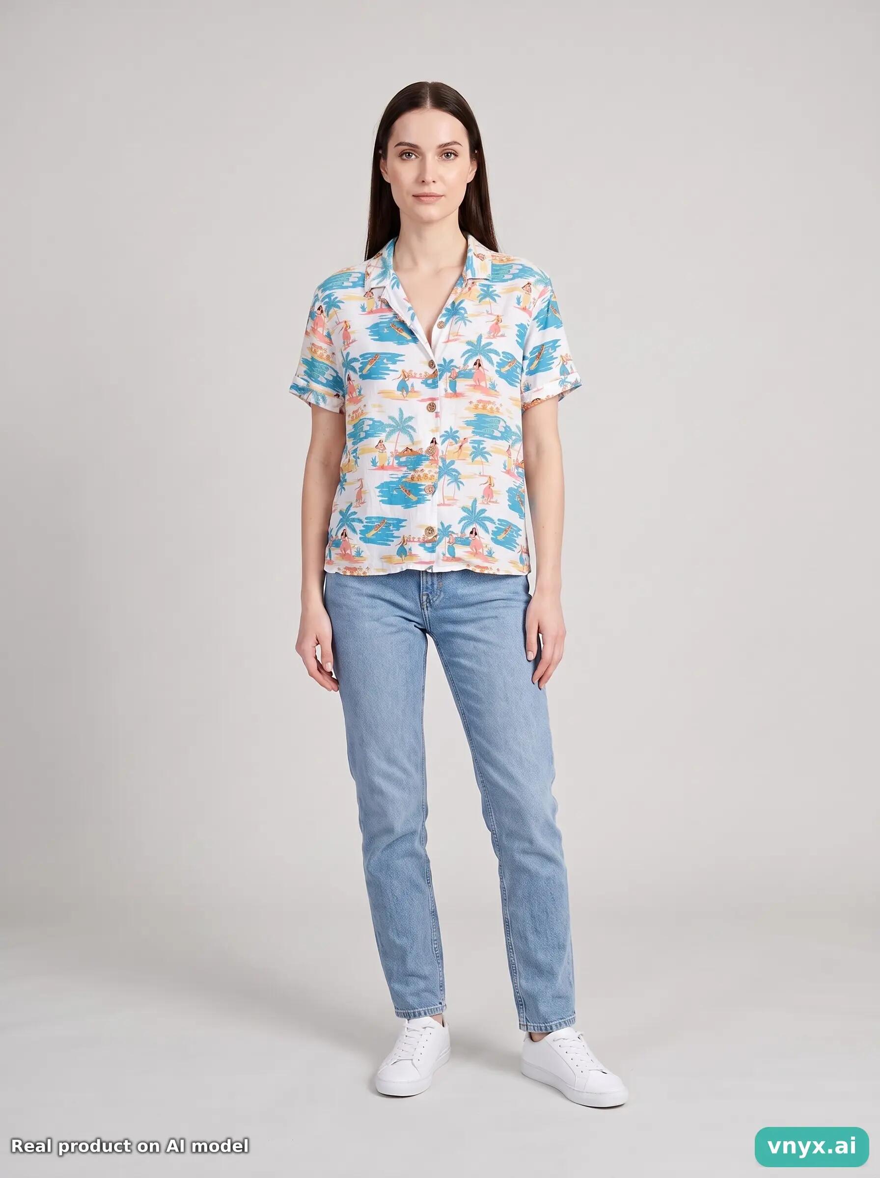 Second Life - Vintage Roxy Light White Print Shirt Blouse Women S 5/6