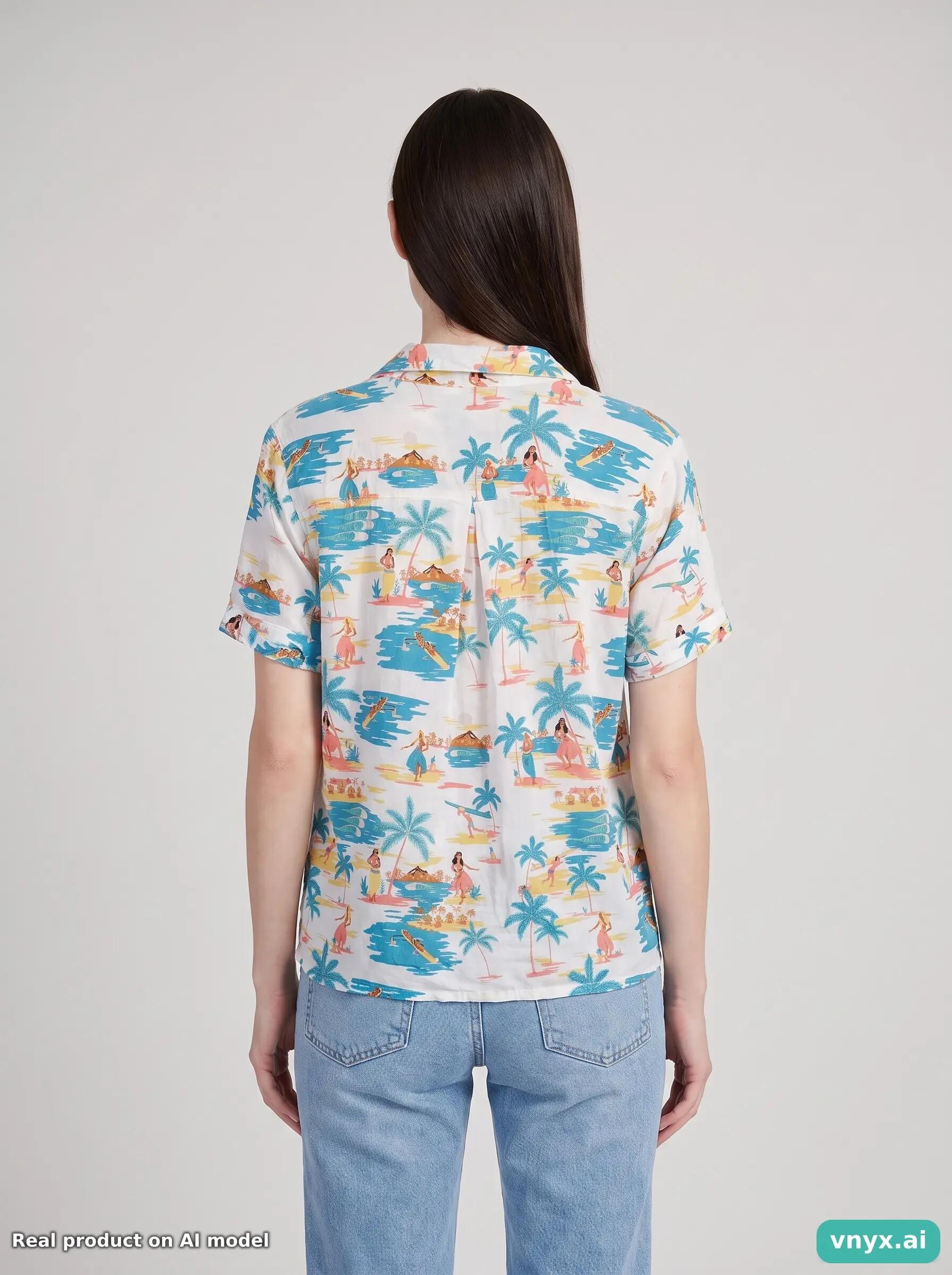 Second Life - Vintage Roxy Light White Print Shirt Blouse Women S 4/6