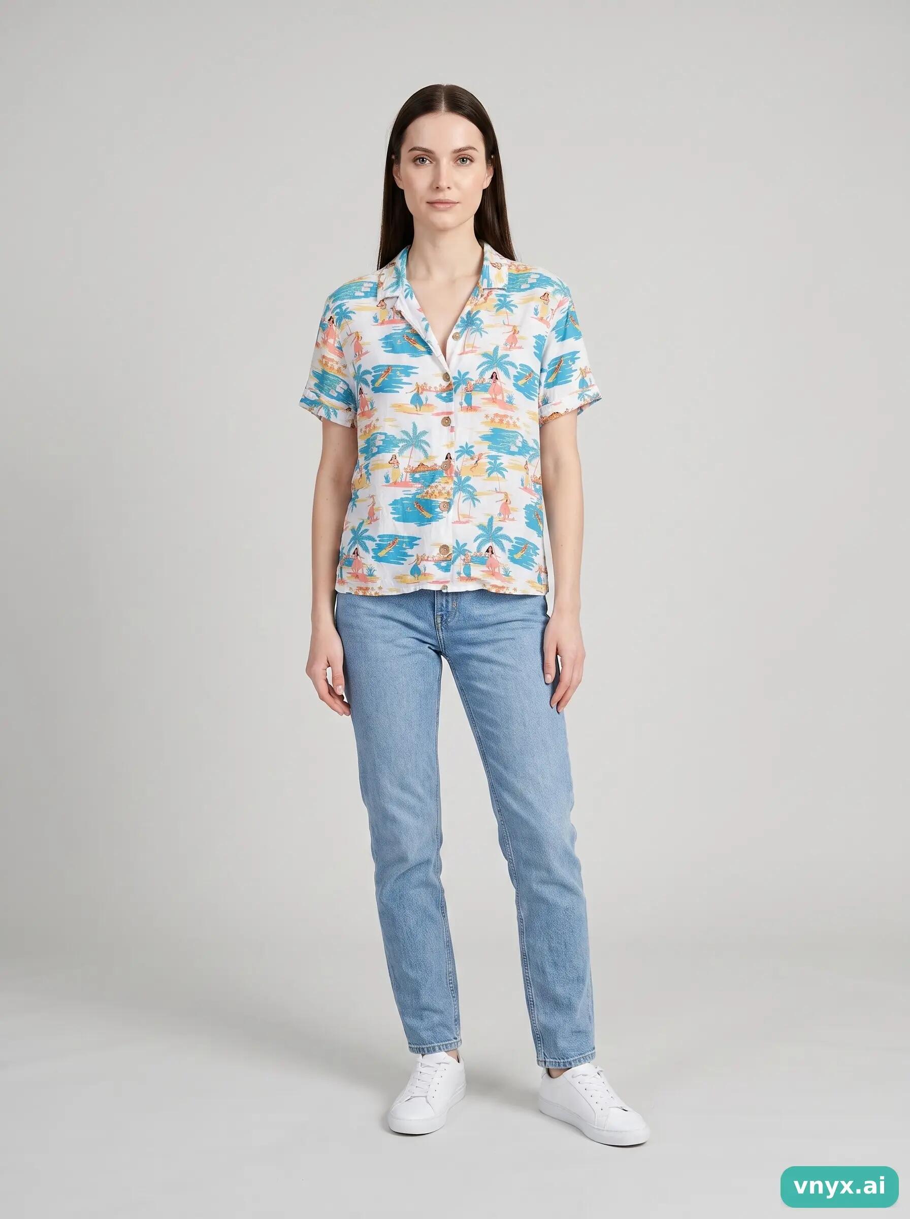 Second Life - Vintage Roxy Light White Print Shirt Blouse Women S 2/6