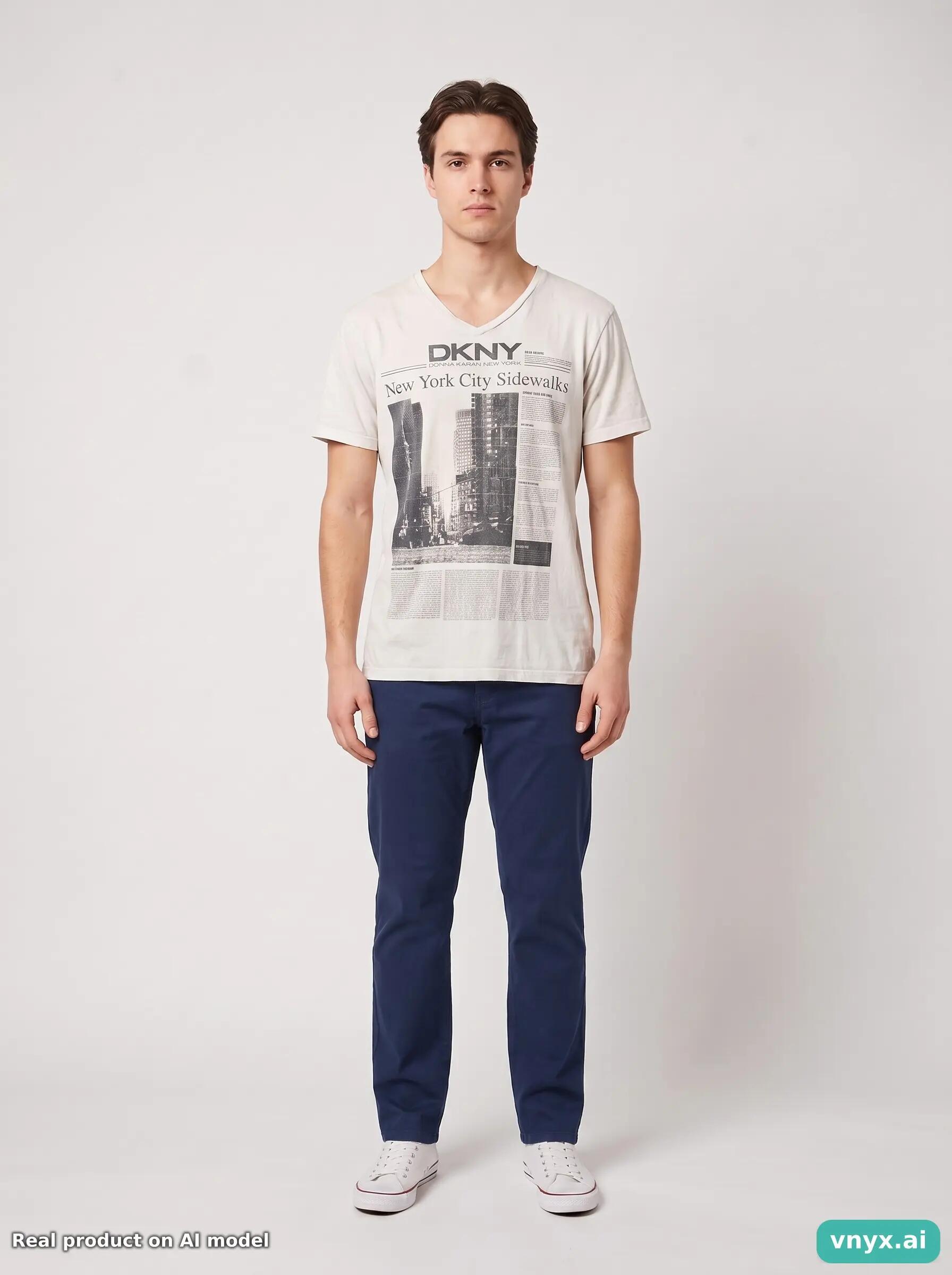 Second Life - Vintage DKNY White T-Shirt Men L 5/6