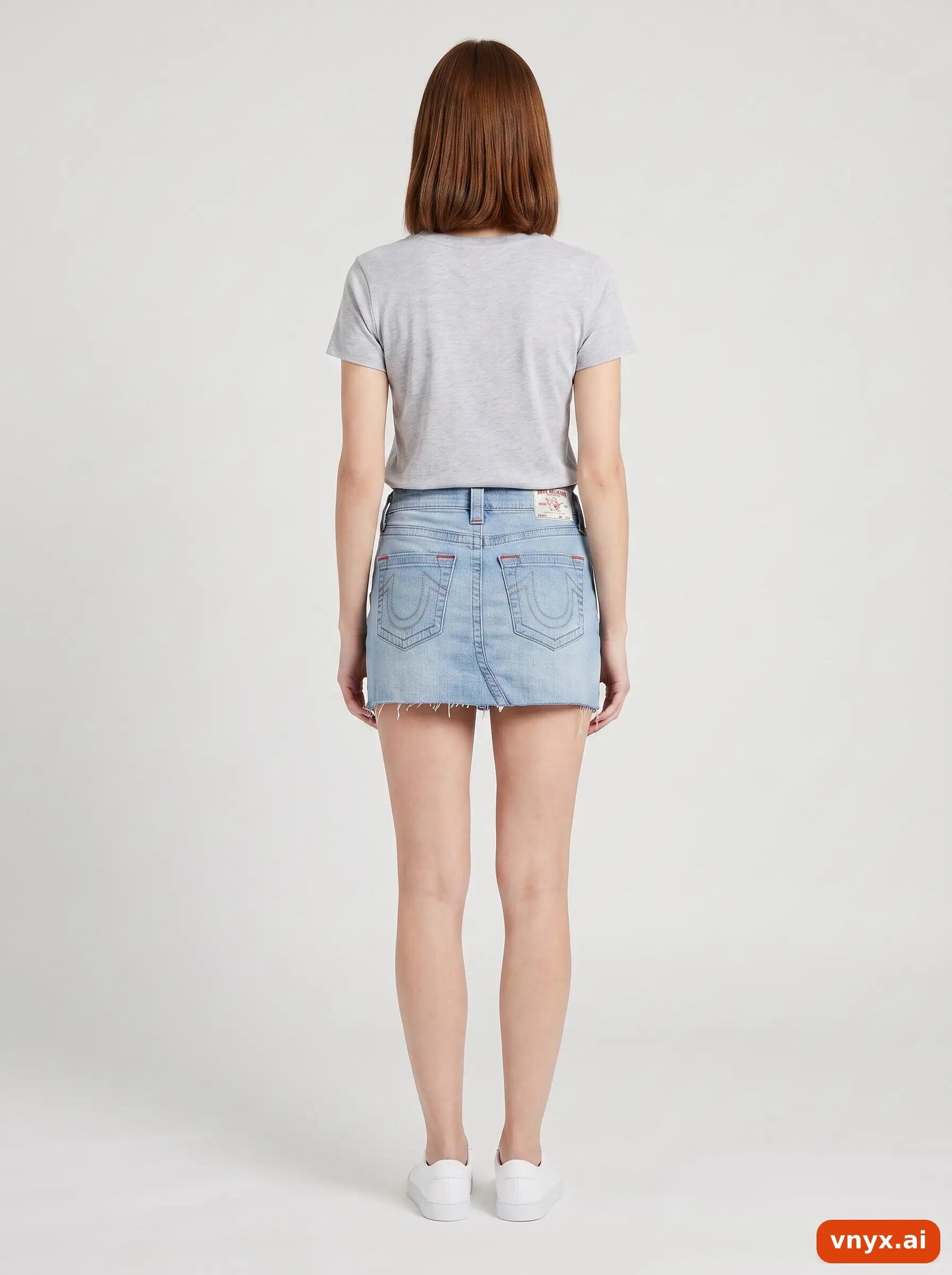 Second Life - Vintage True Religion Blue Denim Skirt Women W30 3/6