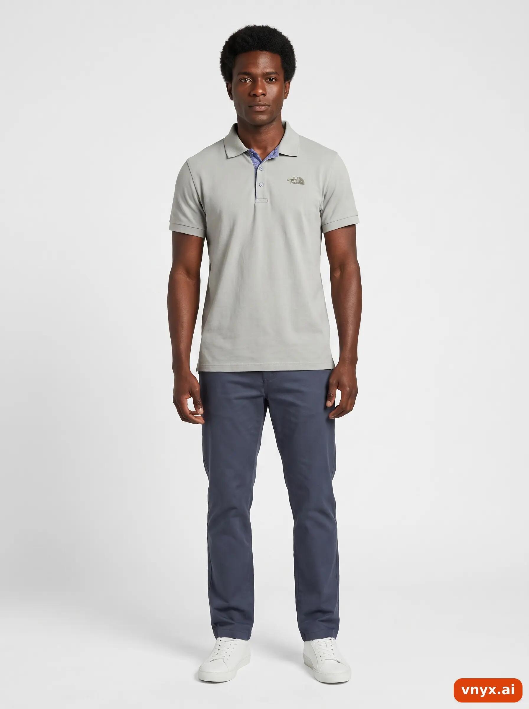 Second Life - Vintage The North Face Grey Polo Shirt Men M 3/6