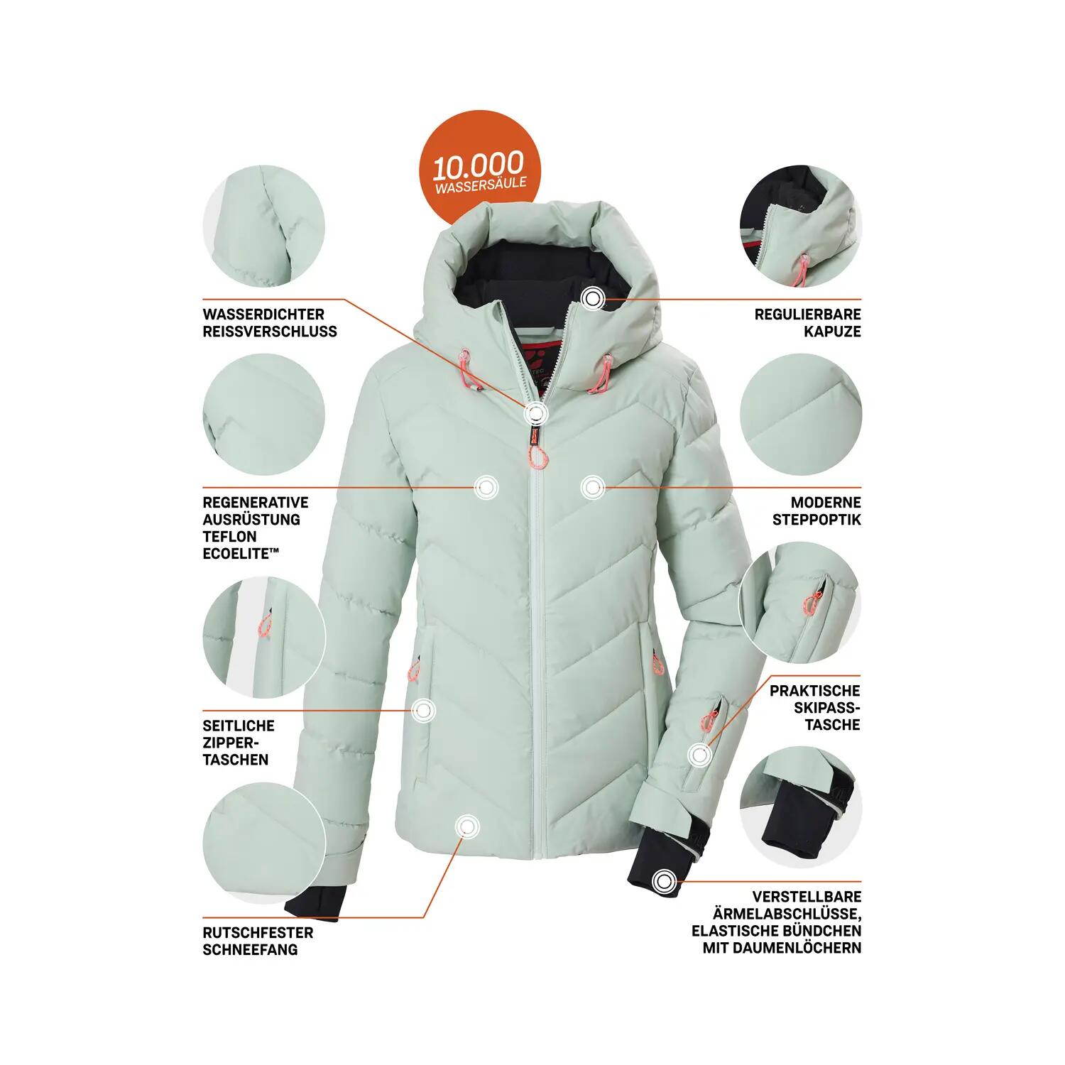 Damen Ski-Steppjacke Steppjacke mit Kapuze 5/7