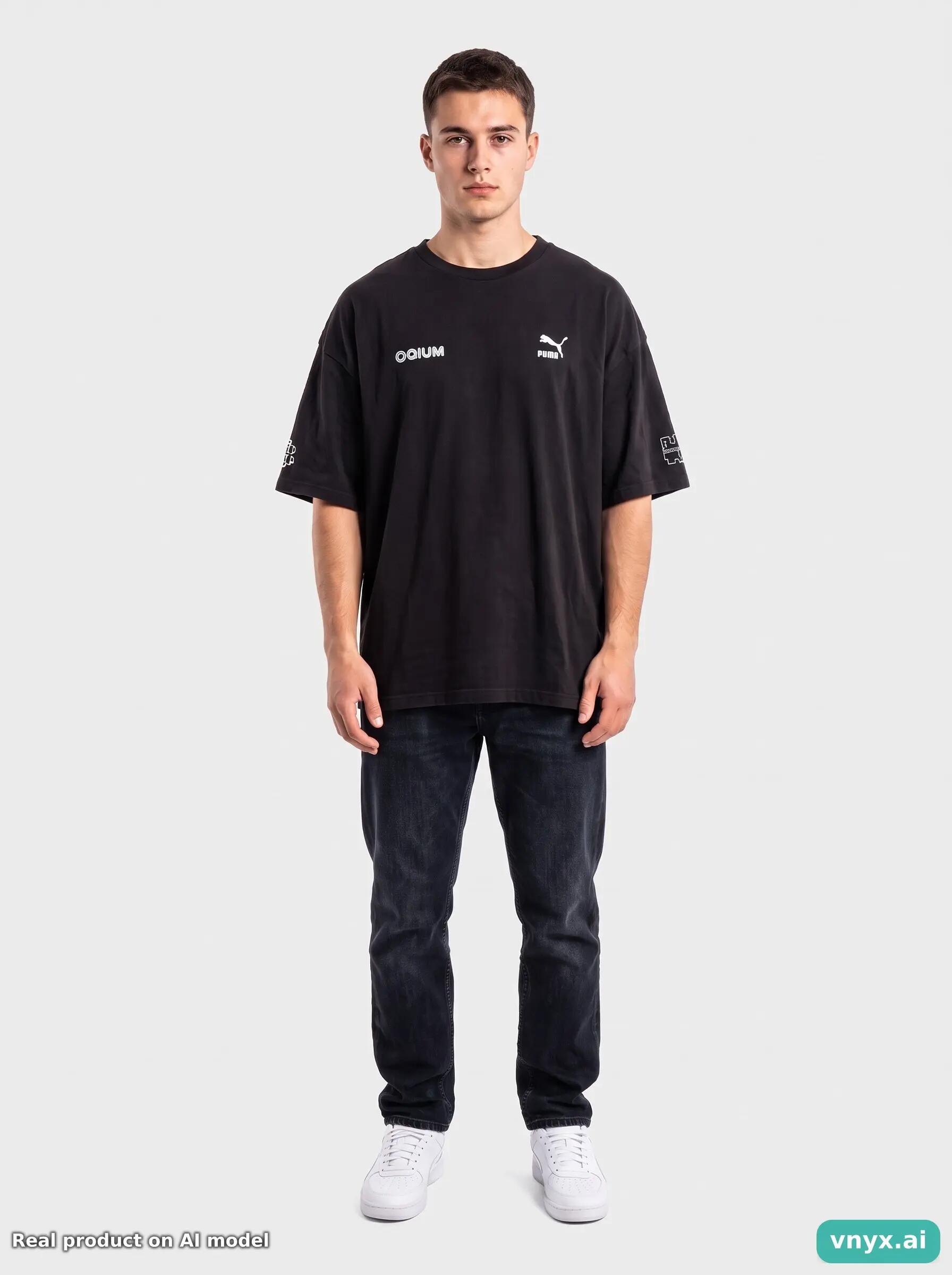 Second Life - Vintage Puma Jet Black T-Shirt Men L 6/6