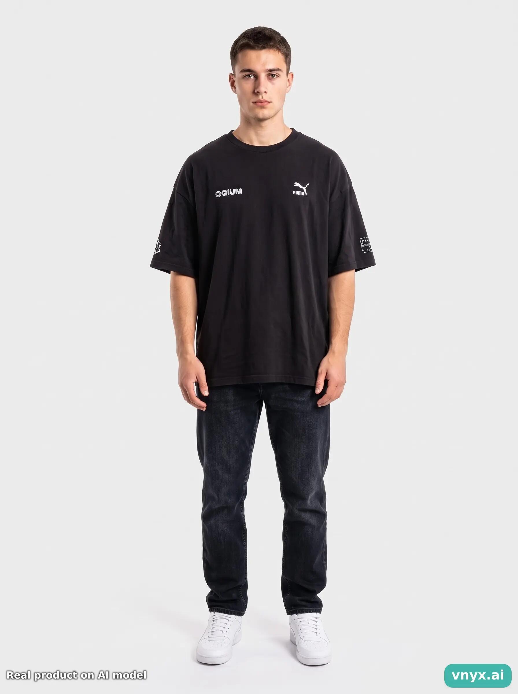 Second Life - Vintage Puma Jet Black T-Shirt Men L 5/6