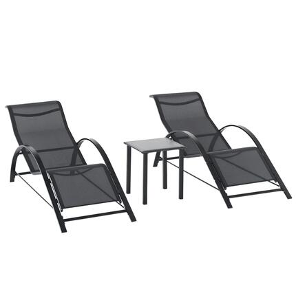 Lot de 2 bains de soleil chaise longue design contemporain table basse plateau v