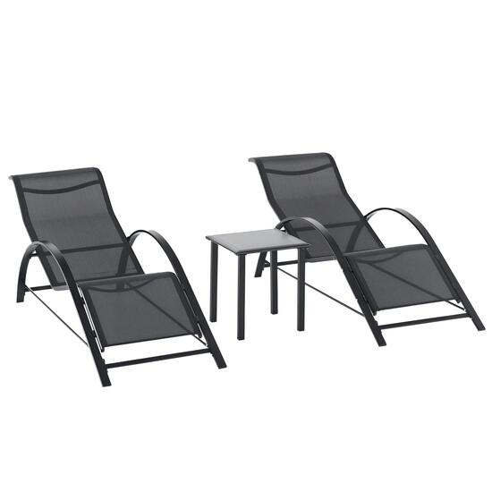 Lot de 2 bains de soleil chaise longue design contemporain table basse plateau v