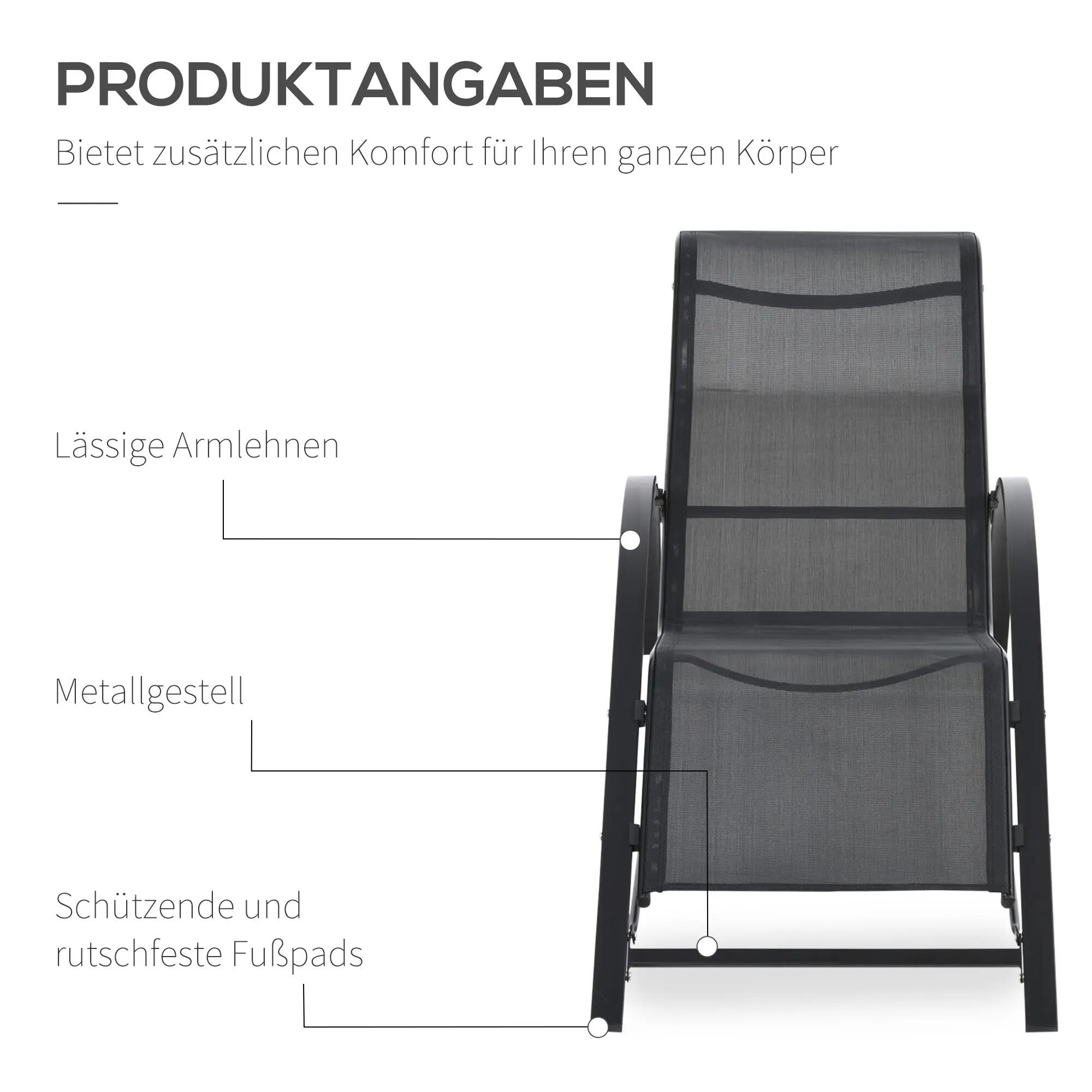 Ensemble de jardin, 2 chaises longues avec table d'appoint, tissu respirant, str 8/9