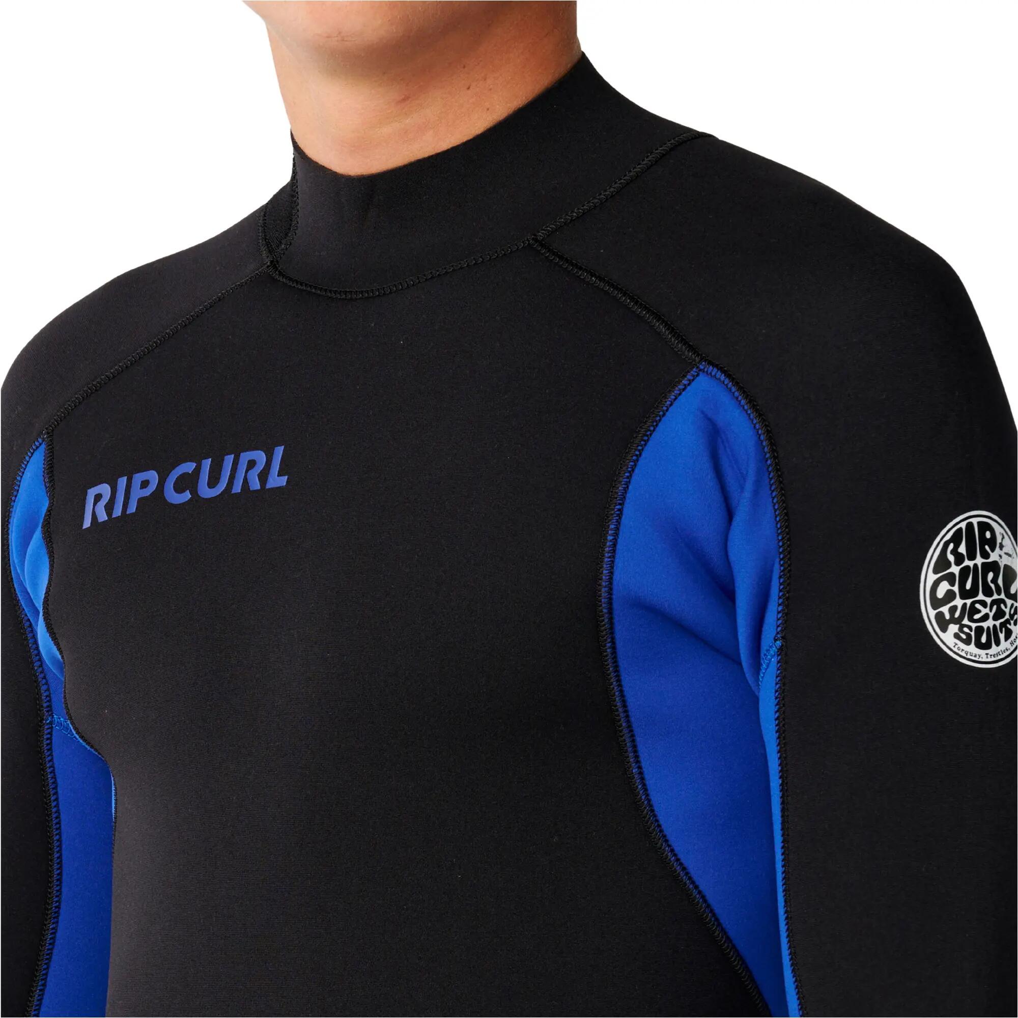 Men's Surfing Wetsuit 4/3mm Back Zip Thermal Lined Trad Black/Blue 4/8