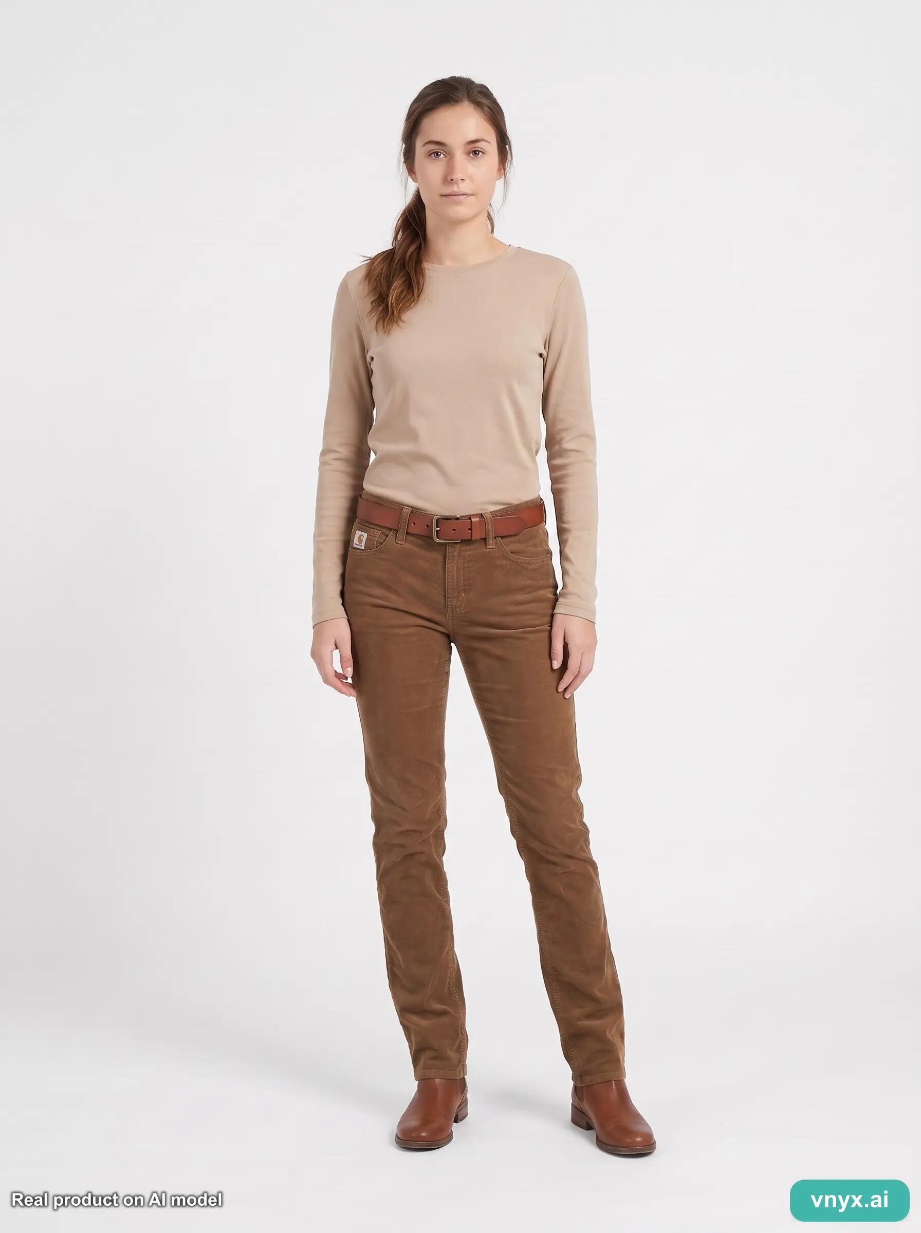 Second Life - Vintage Carhartt Brown Women's Corduroy Trousers W28 L34 6/6
