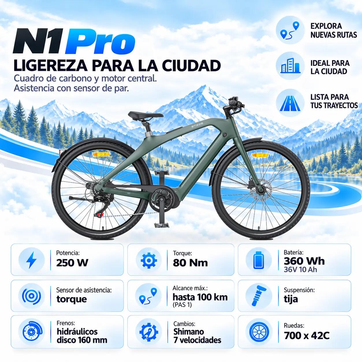 N1 PRO racefiets 360 Wh 6/7