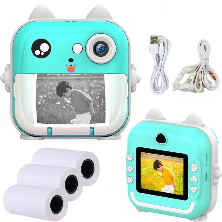 Appareil photo vidéo enfant Full HD, impression, turquoise 2/3