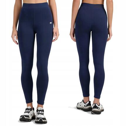 Legginsy treningowe bawełniane damskie granatowe 4F XL Granatowy