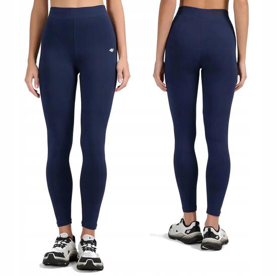 Legginsy treningowe bawełniane damskie granatowe 4F XL Granatowy