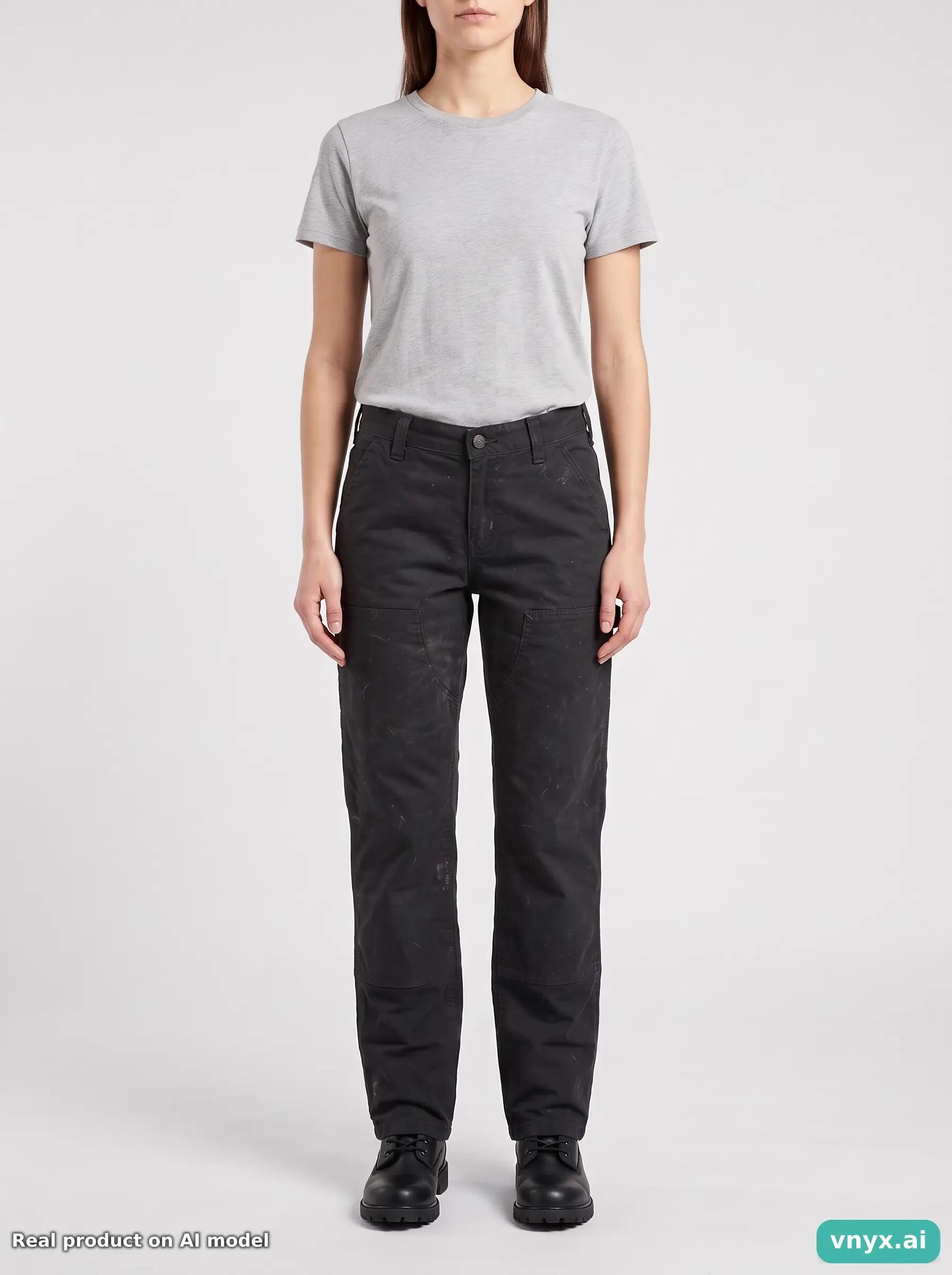 Second Life - Carhartt Black Women's Loose Fit Trousers Size 2 Short 6/6
