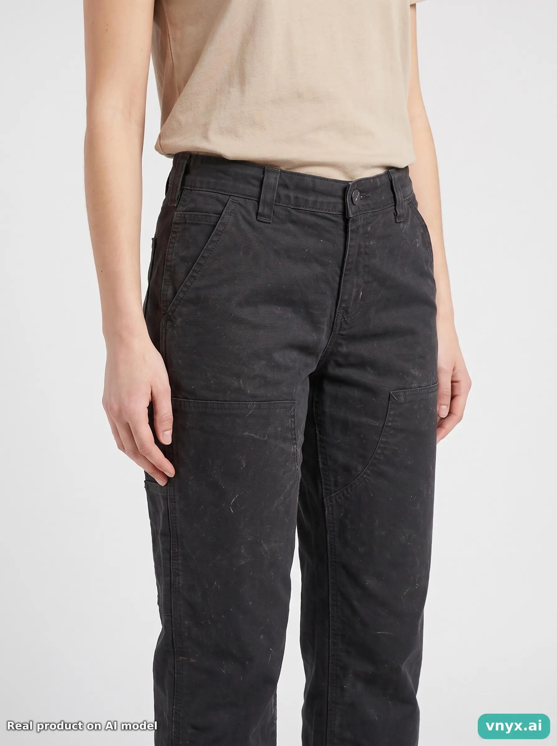 Second Life - Carhartt Black Women's Loose Fit Trousers Size 2 Short 5/6