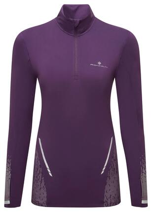 Damen - laufen - sweatshirt - 1/2-zip - reflektierend - damson
