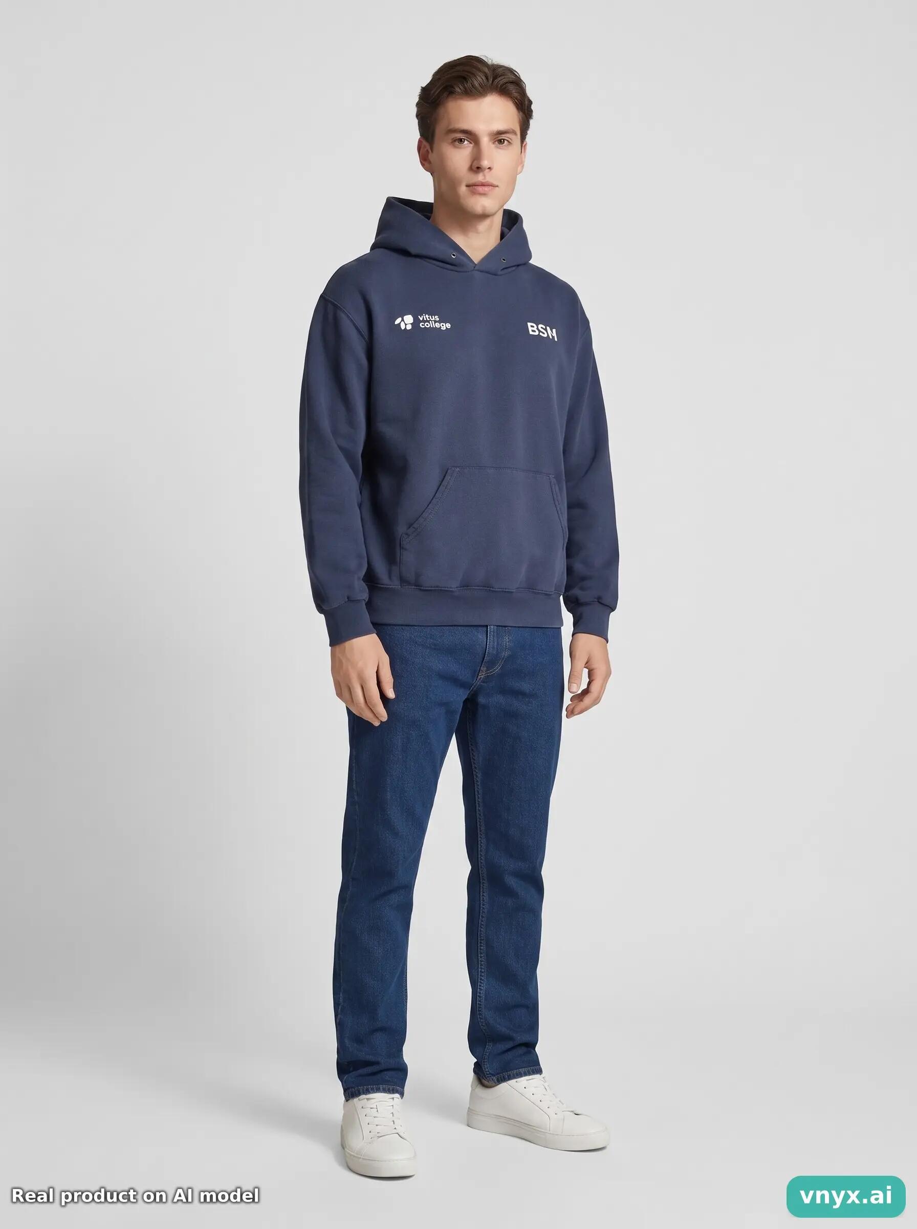 Second Life - Vintage Fruit of the Loom Navy Hoodie Men M 6/6