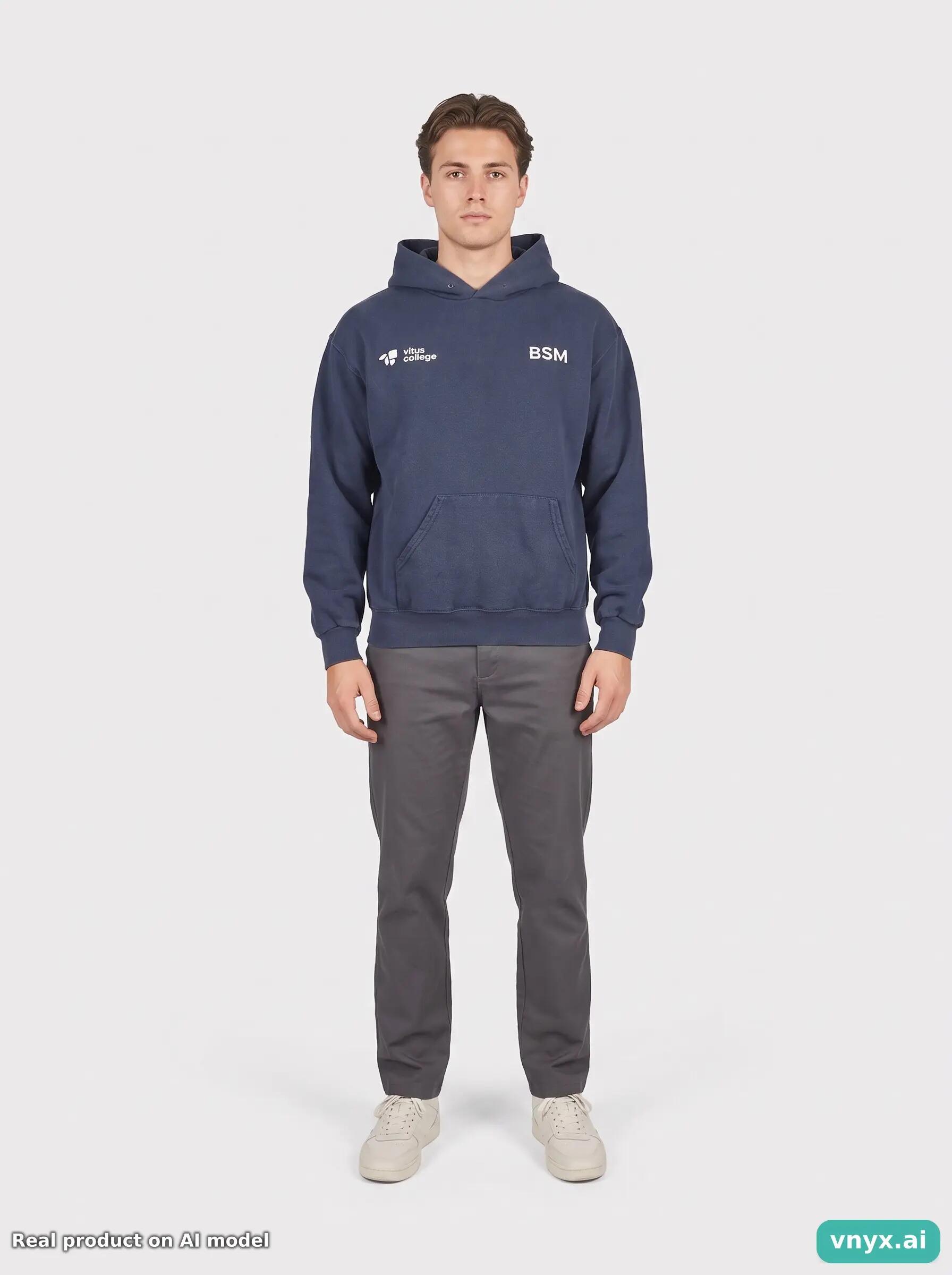 Second Life - Vintage Fruit of the Loom Navy Hoodie Men M 3/6