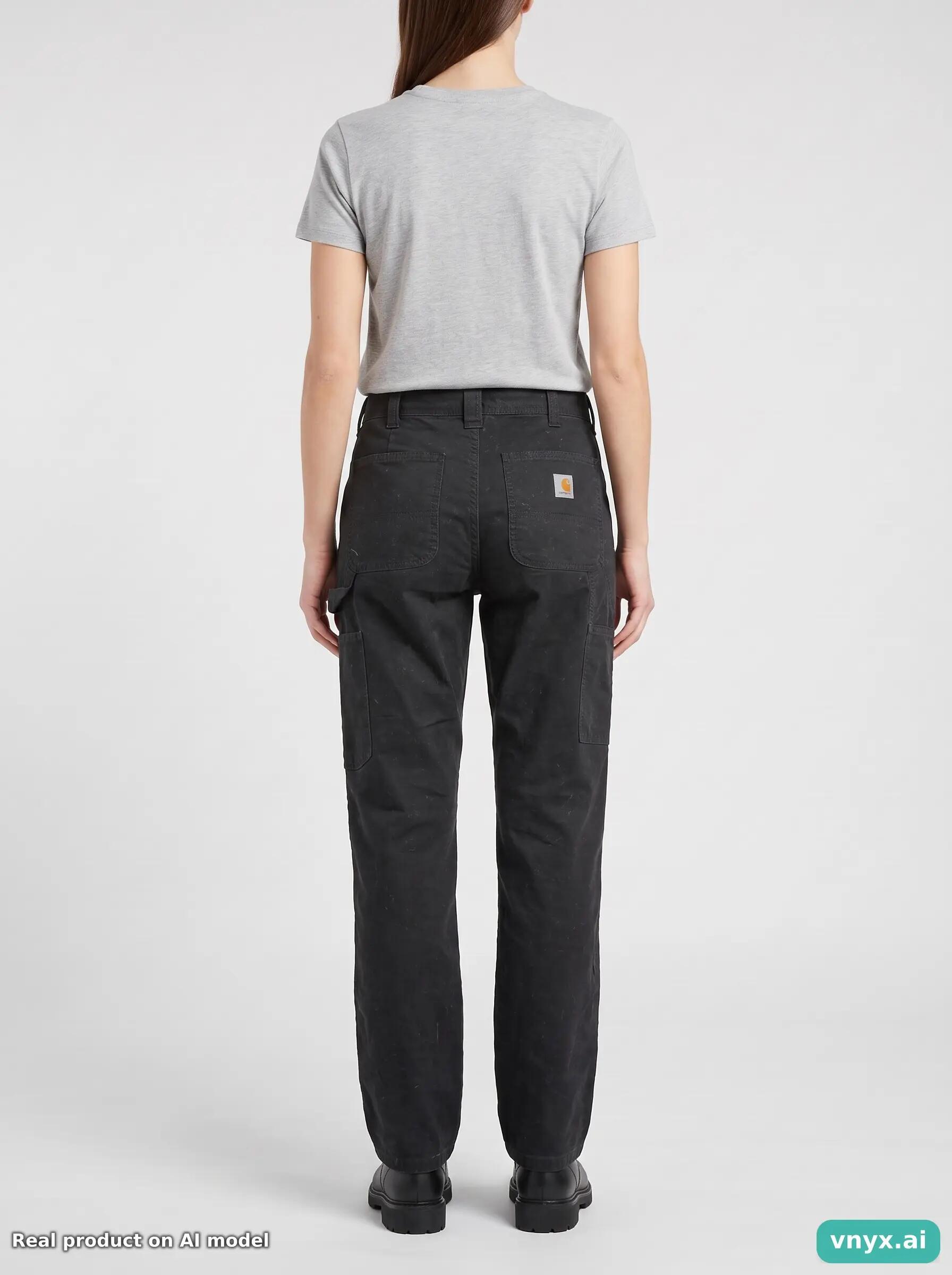 Second Life - Carhartt Black Women's Loose Fit Trousers Size 2 Short 2/6