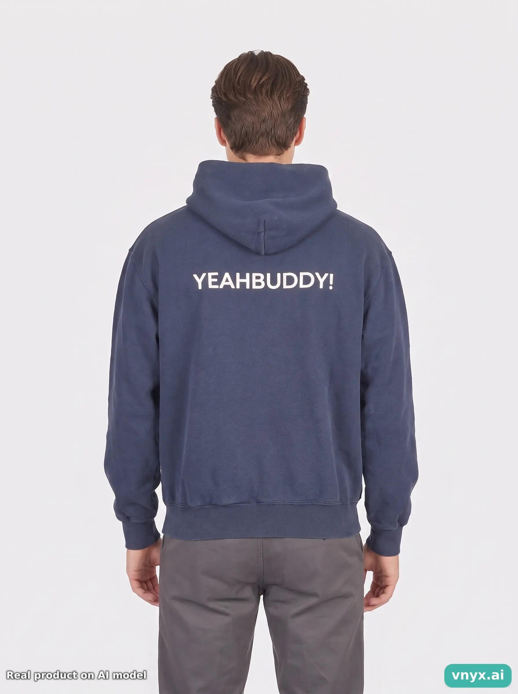 Second Life - Vintage Fruit of the Loom Navy Hoodie Men M 2/6
