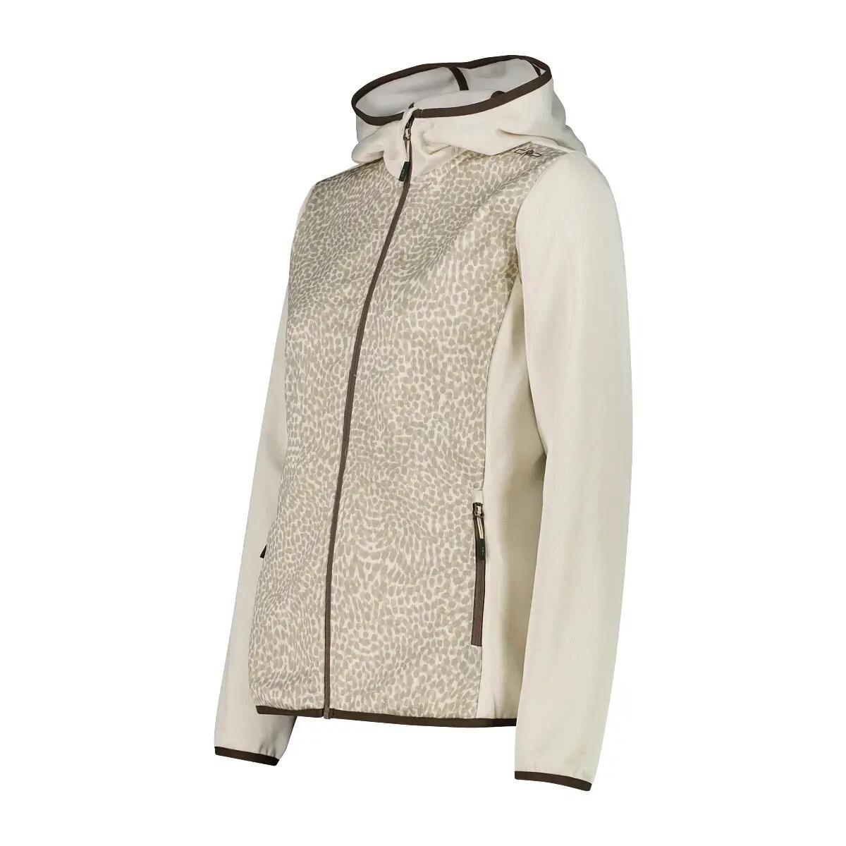 Polaire z kapturem w splot leopardzi damska CMP Knit Tech 3/4