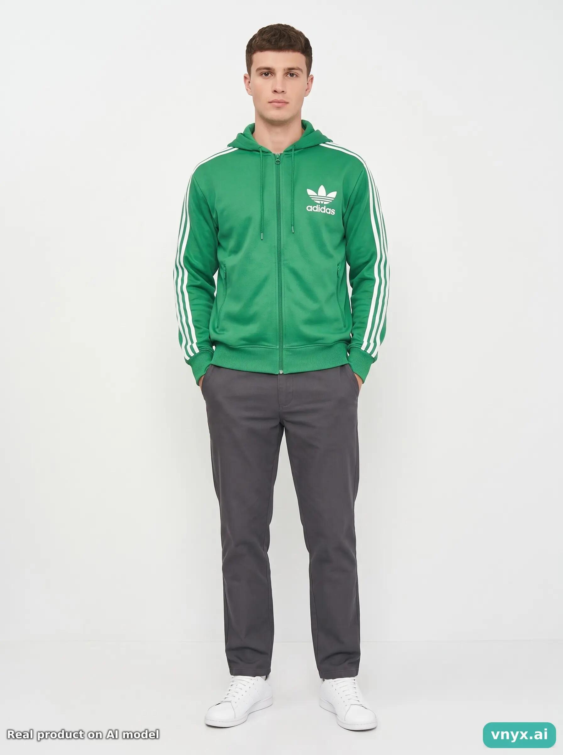 Second Life - Vintage adidas Vibrant Green Hoodie Men L 3/6