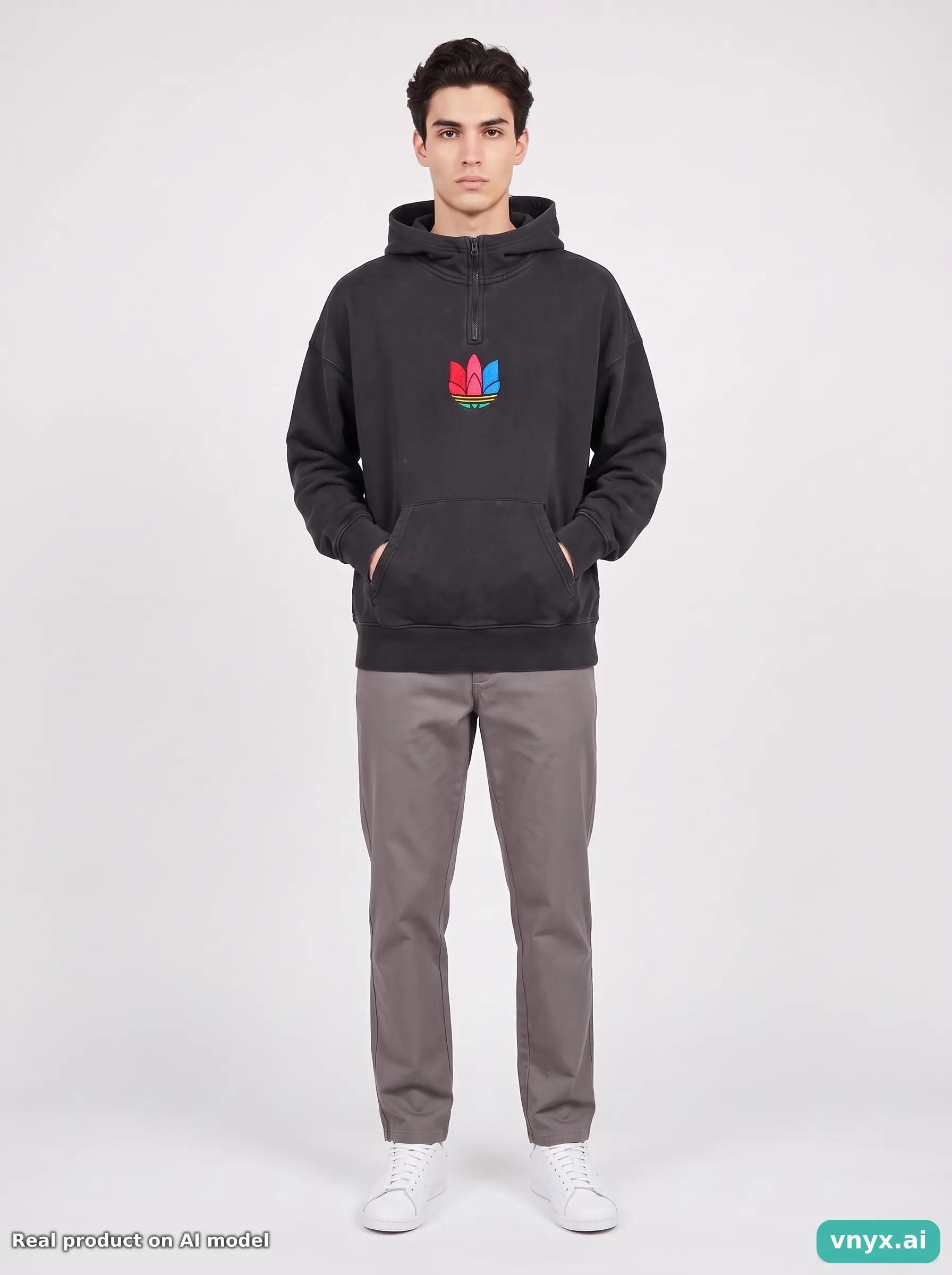 Second Life - Vintage Adidas Black Relaxed Hoodie Men S 6/6