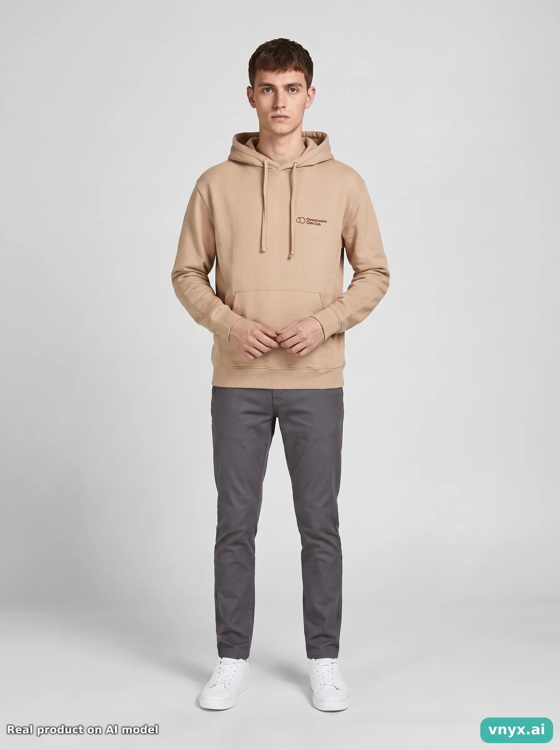 Second Life - Vintage AWDis Beige Hoodie Men S 6/6