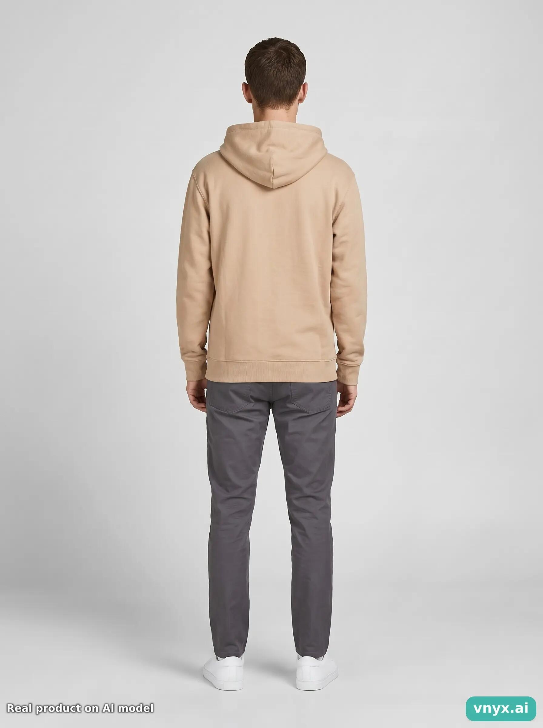 Second Life - Vintage AWDis Beige Hoodie Men S 4/6
