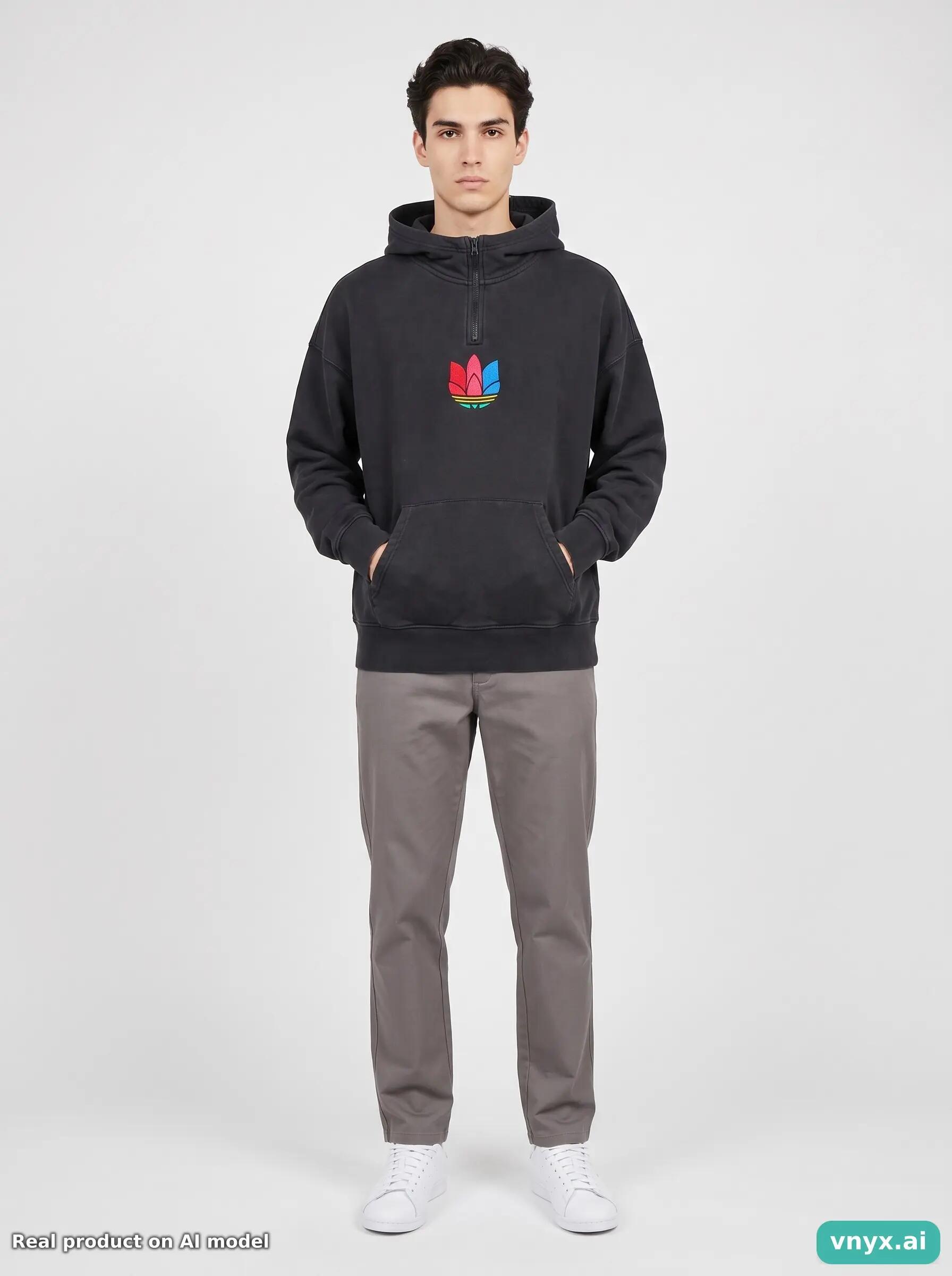 Second Life - Vintage Adidas Black Relaxed Hoodie Men S 3/6