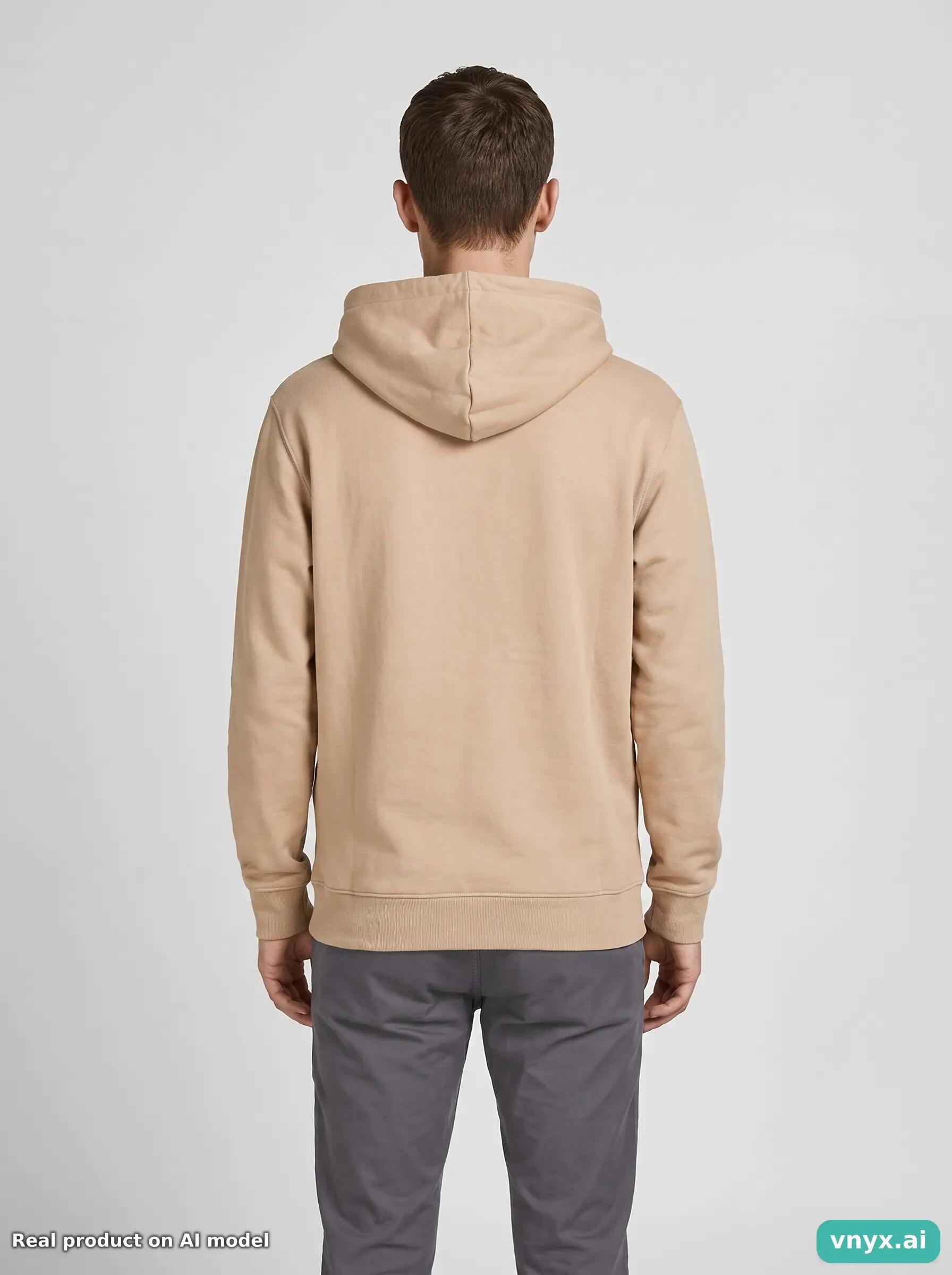 Second Life - Vintage AWDis Beige Hoodie Men S 2/6