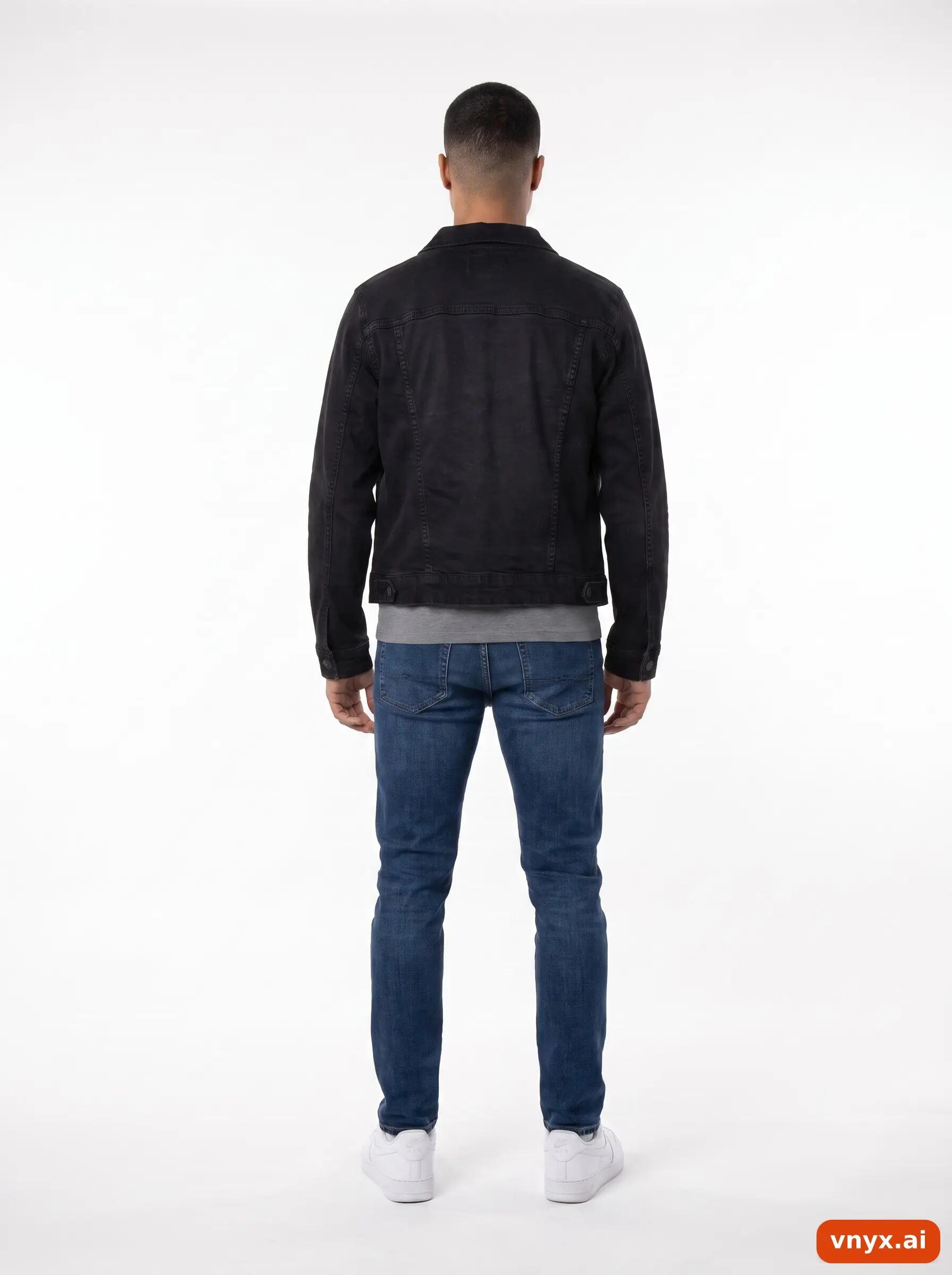 Second Life - Vintage Mango Black Denim Jacket Men L 4/6