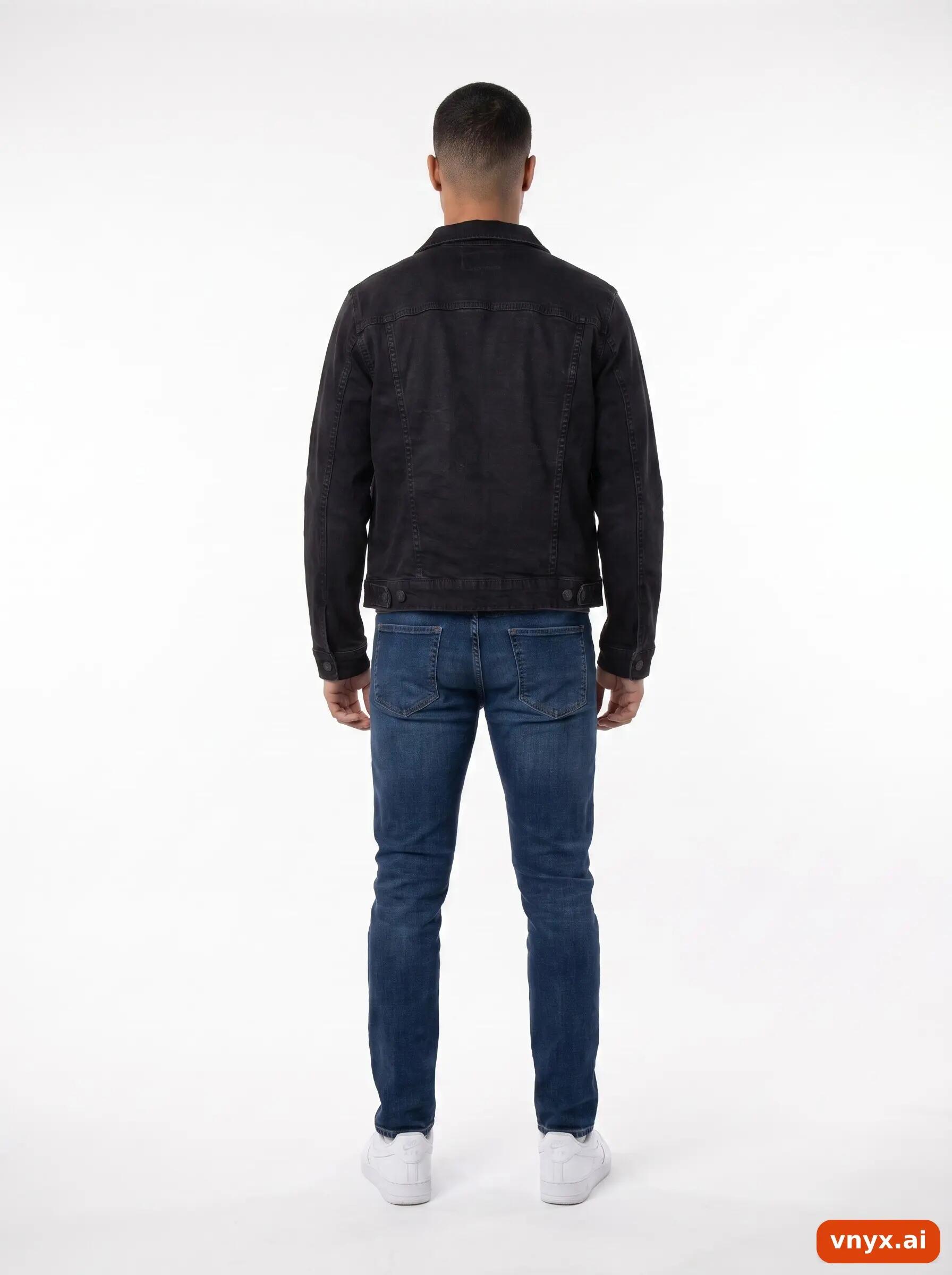 Second Life - Vintage Mango Black Denim Jacket Men L 2/6