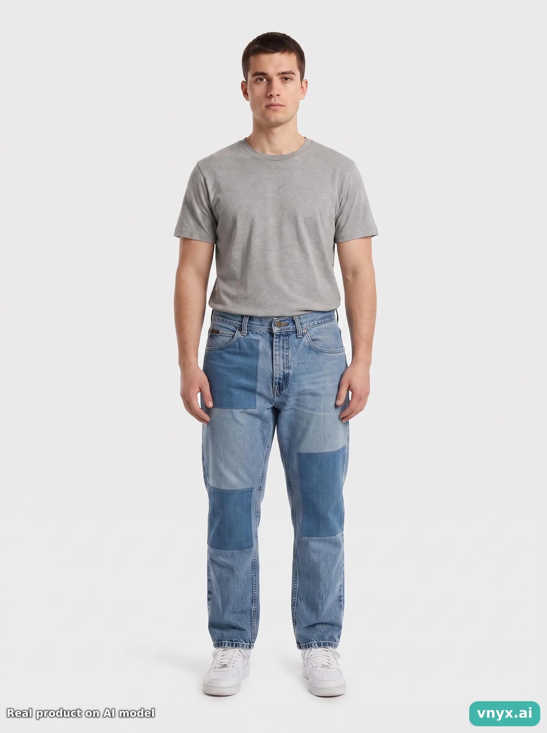Second Life - Vintage Lee Blue Custom Patched Jeans W34 L29 6/6