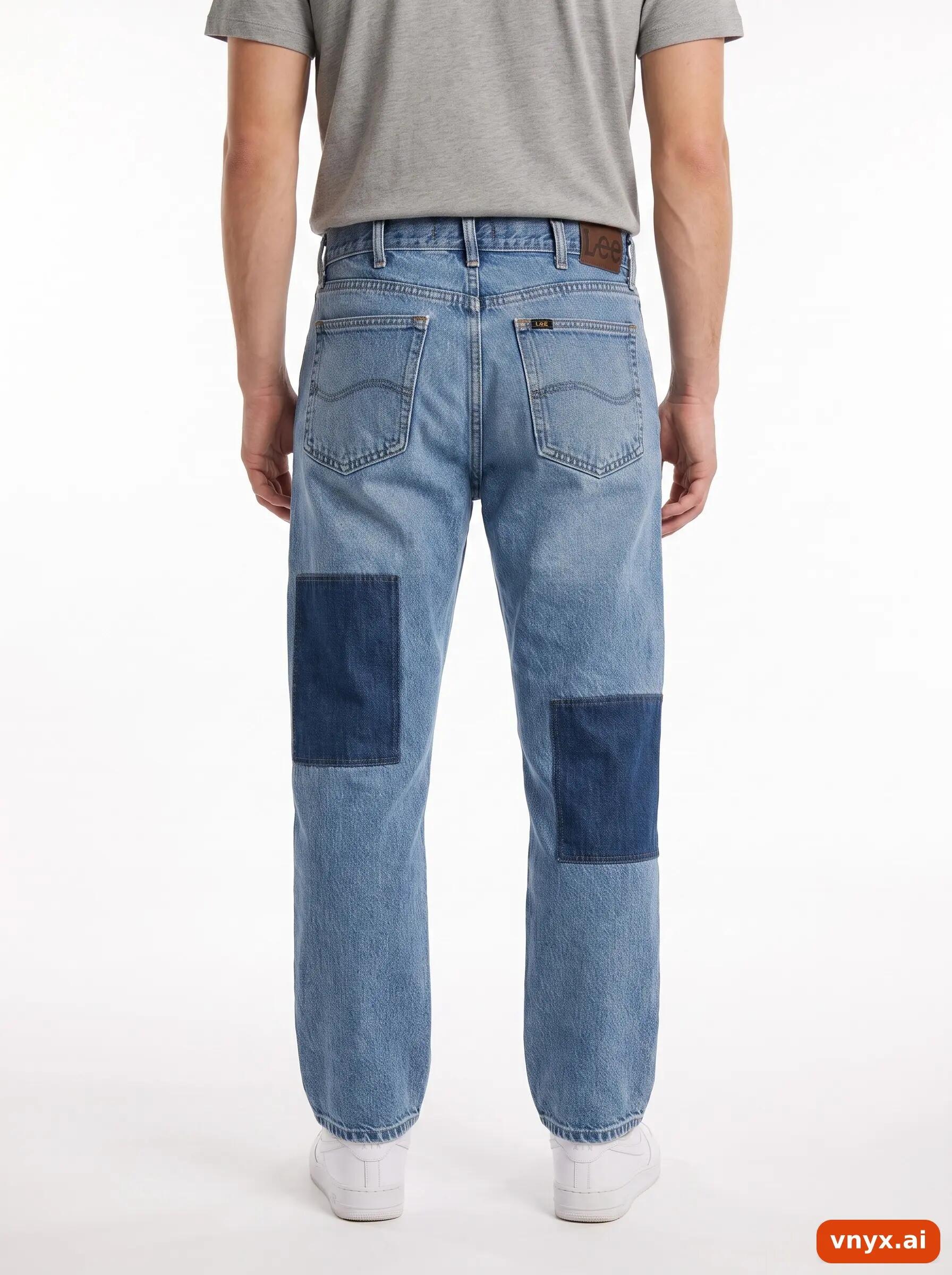 Second Life - Vintage Lee Blue Custom Patched Jeans W34 L29 5/6